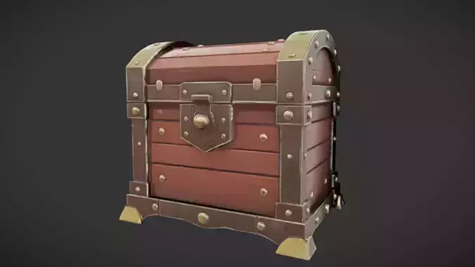 wooden treasure chest with metal bands