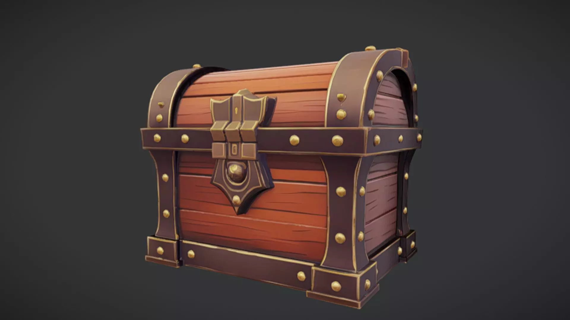 wooden treasure chest 3D model_0