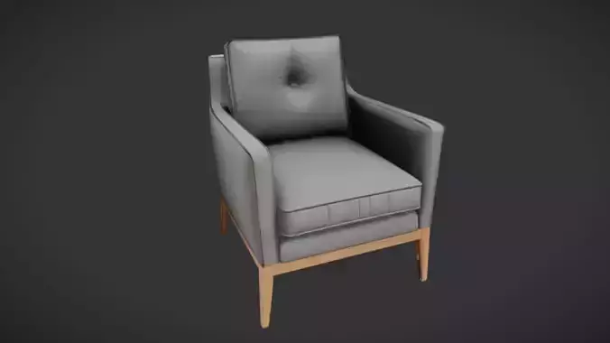 plush armchair with wooden legs