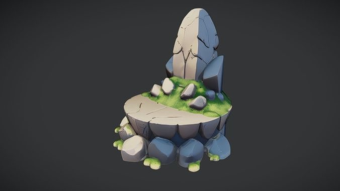 Fantasy stone altar with grass 3D model