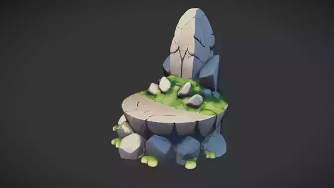 Fantasy stone altar with grass