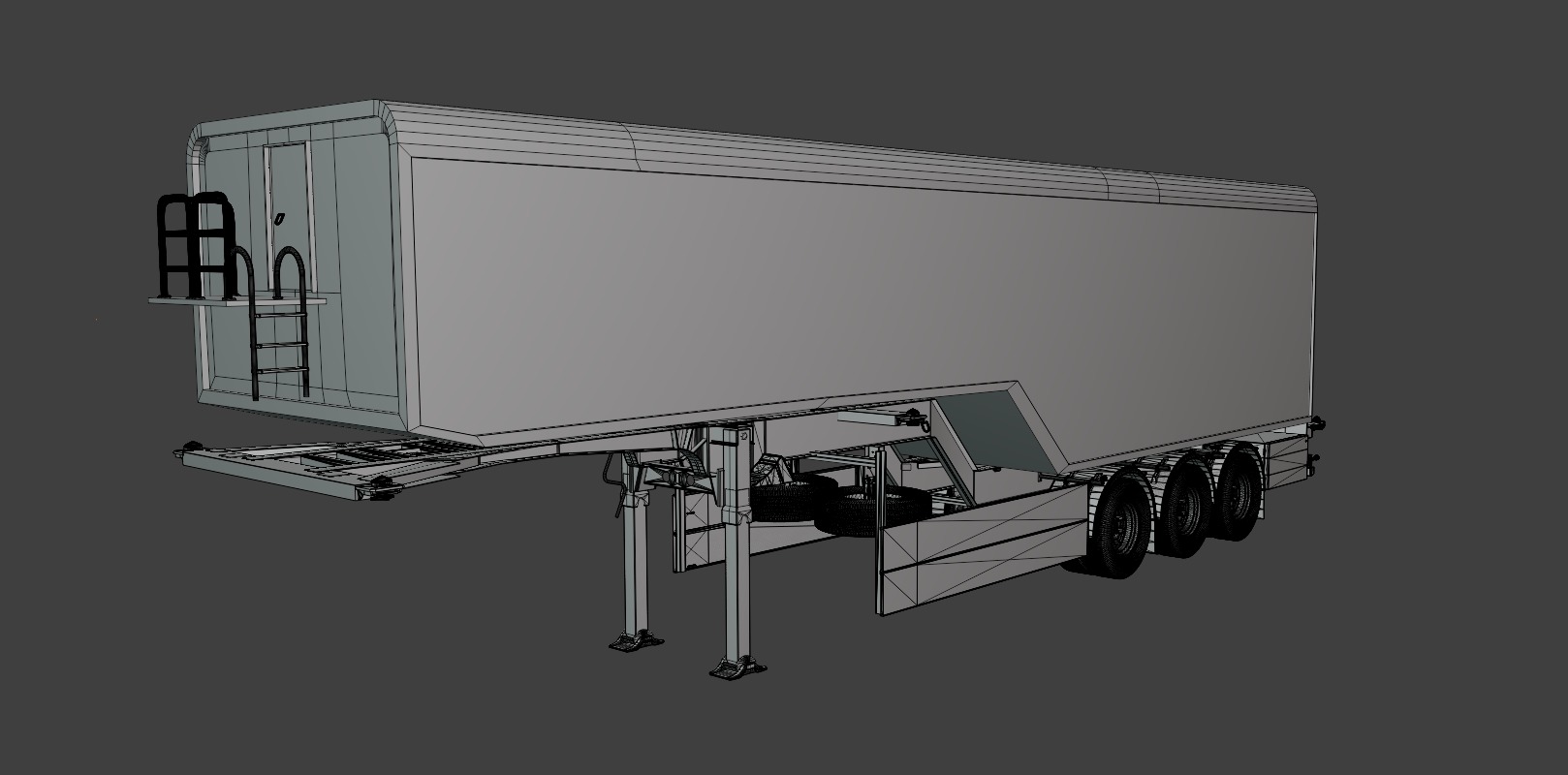 Truck Trailer Low-poly 3D model_2