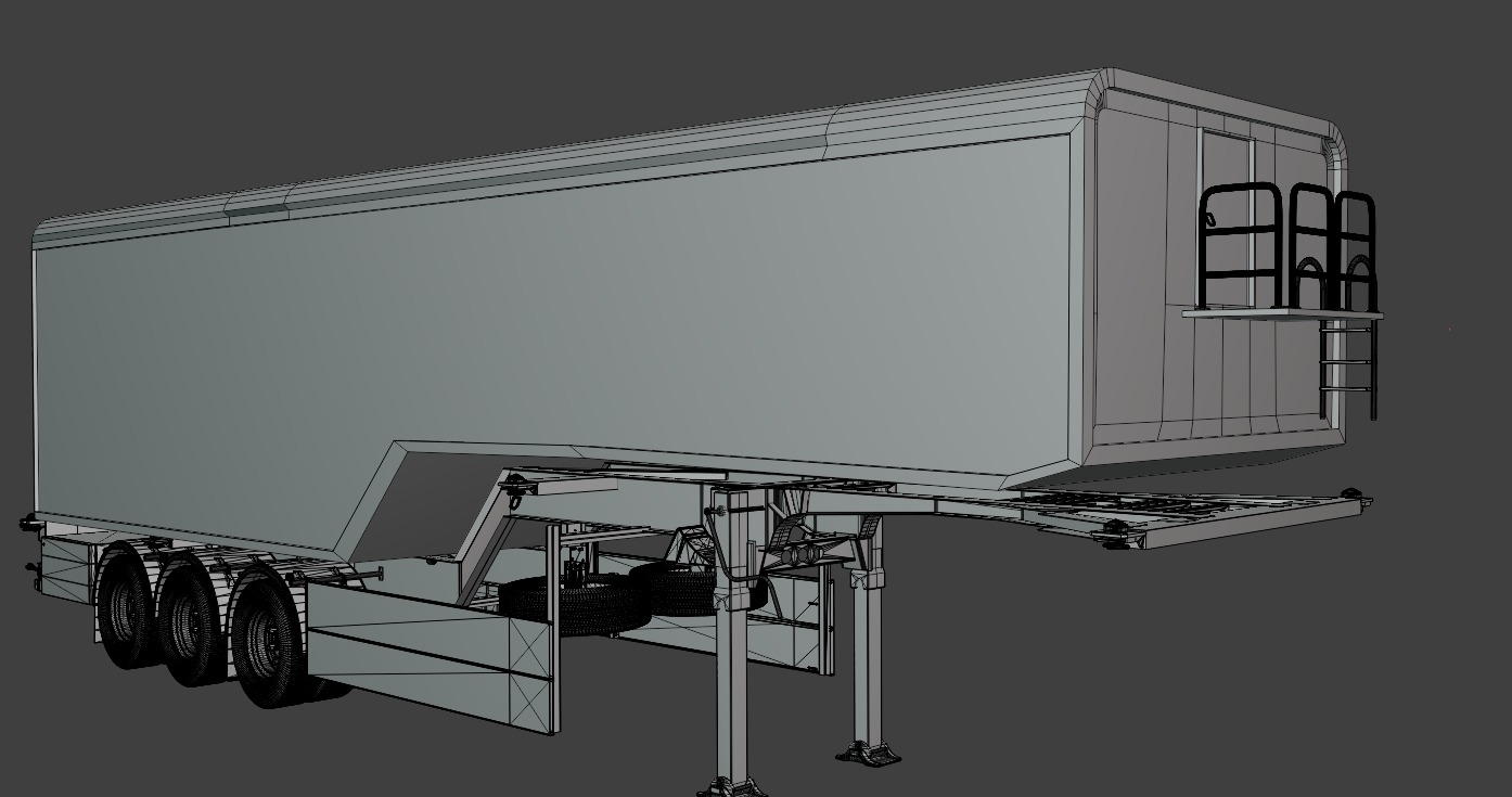 Truck Trailer Low-poly 3D model_4