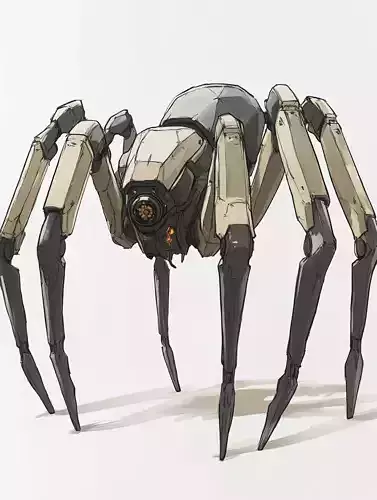 Light Combat Spider - Futuristic Low Poly 3D Model 3D model