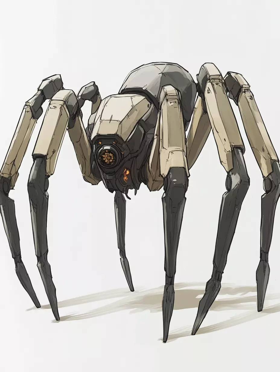 Light Combat Spider - Futuristic Low Poly 3D Model 3D model_0