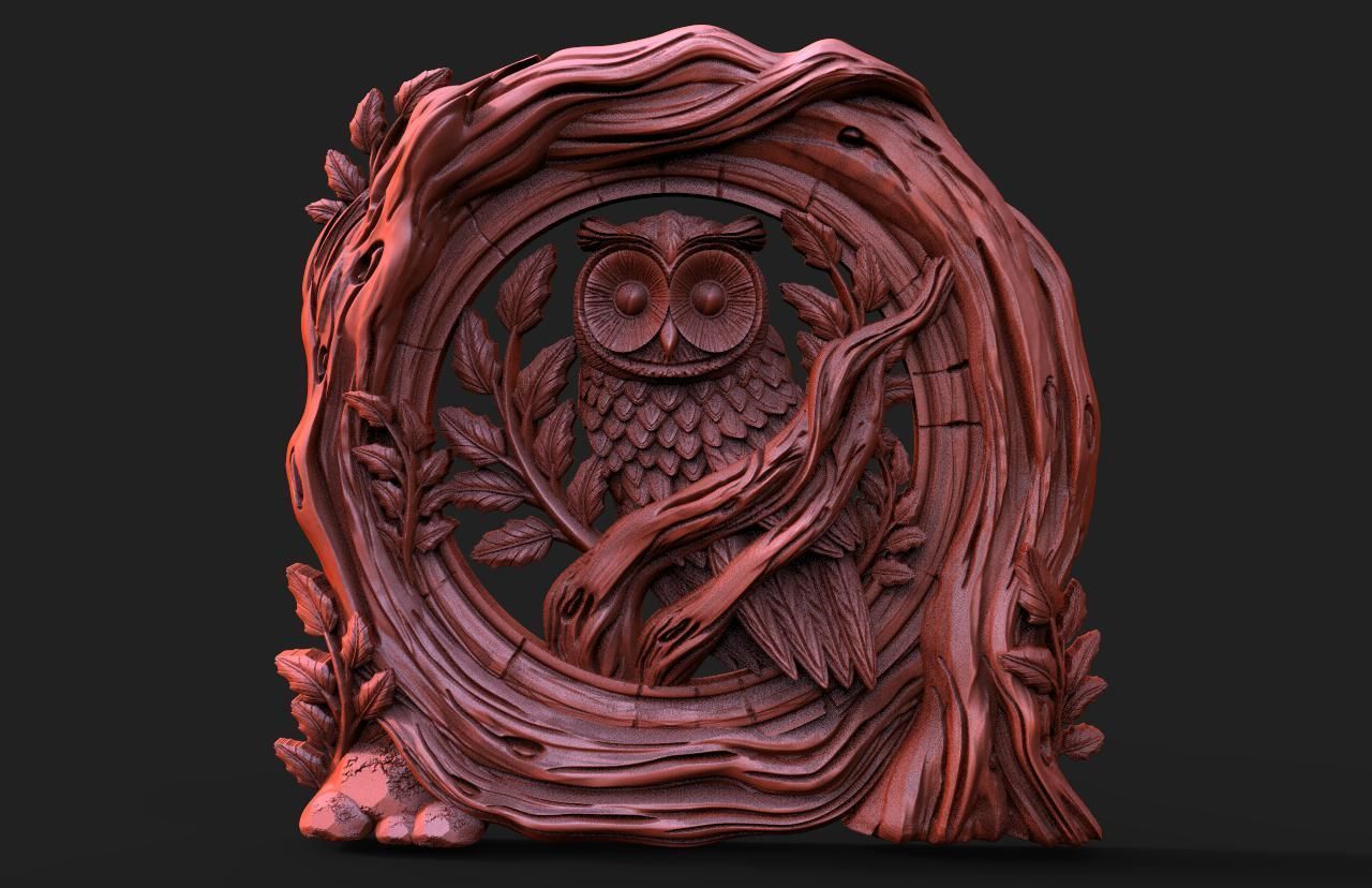 Owl CNC STL file Free 3D print model_1