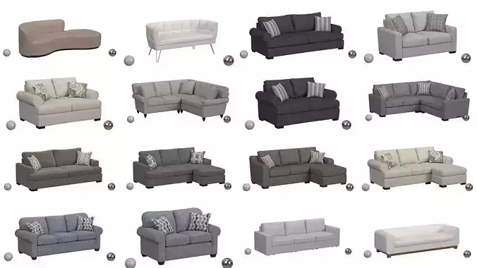 Ultimate Sofa Collection - 256 Model - High and Low Poly 
