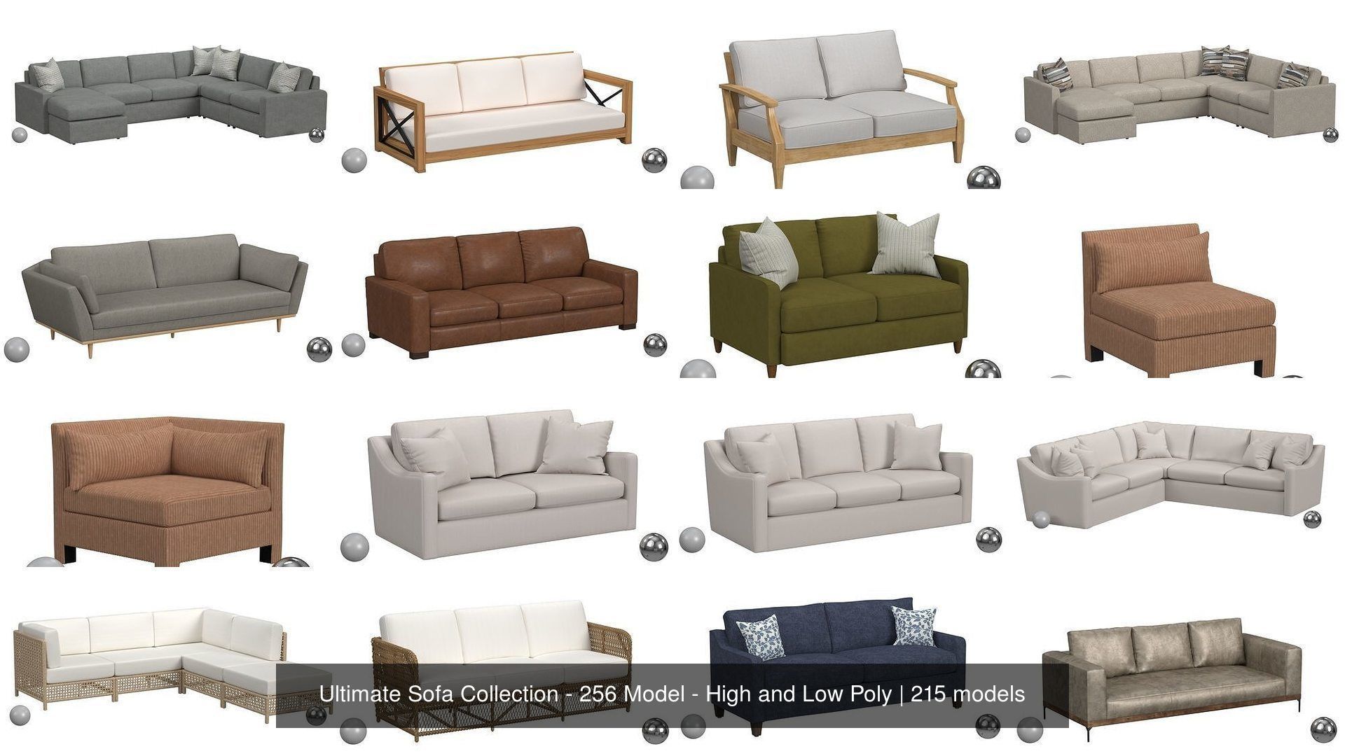 Ultimate Sofa Collection - 256 Model - High and Low Poly _9