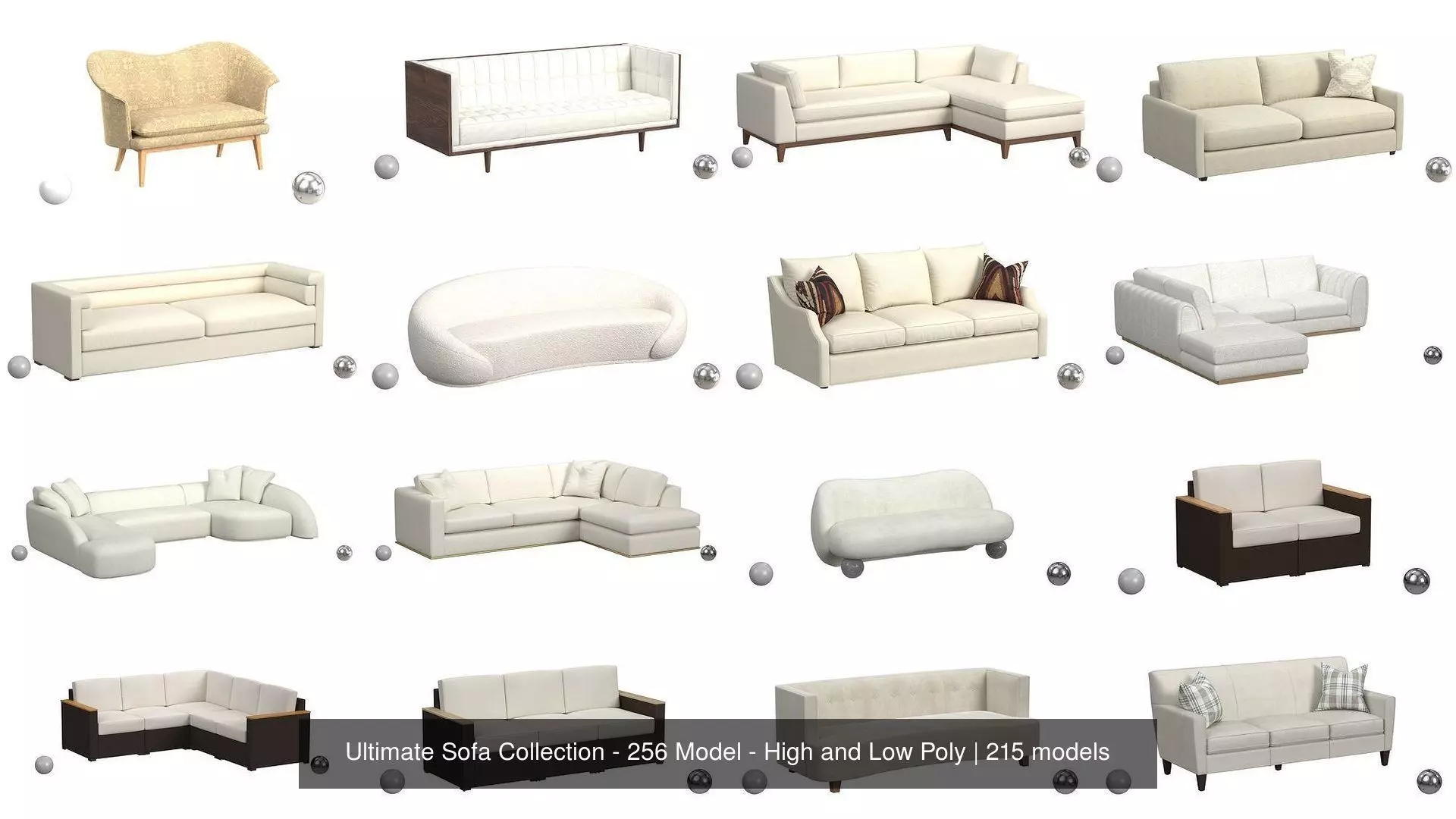 Ultimate Sofa Collection - 256 Model - High and Low Poly _1
