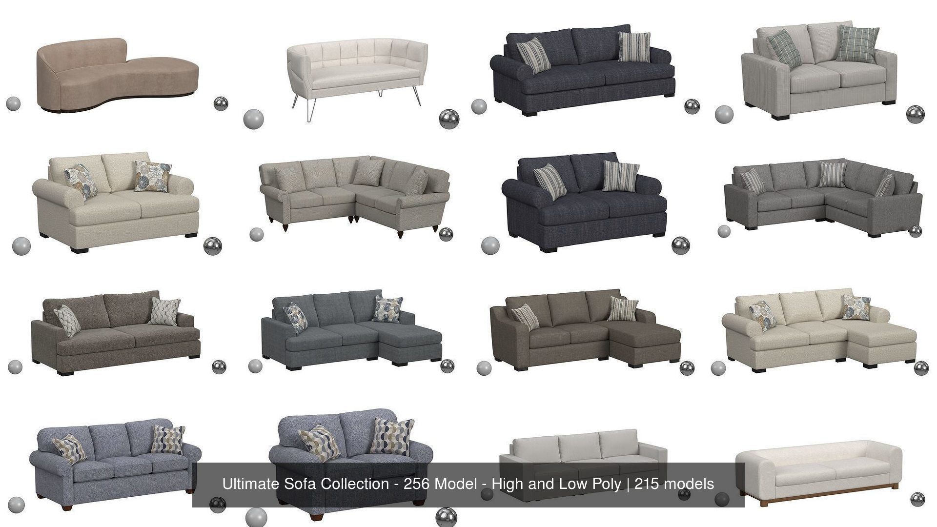 Ultimate Sofa Collection - 256 Model - High and Low Poly _5
