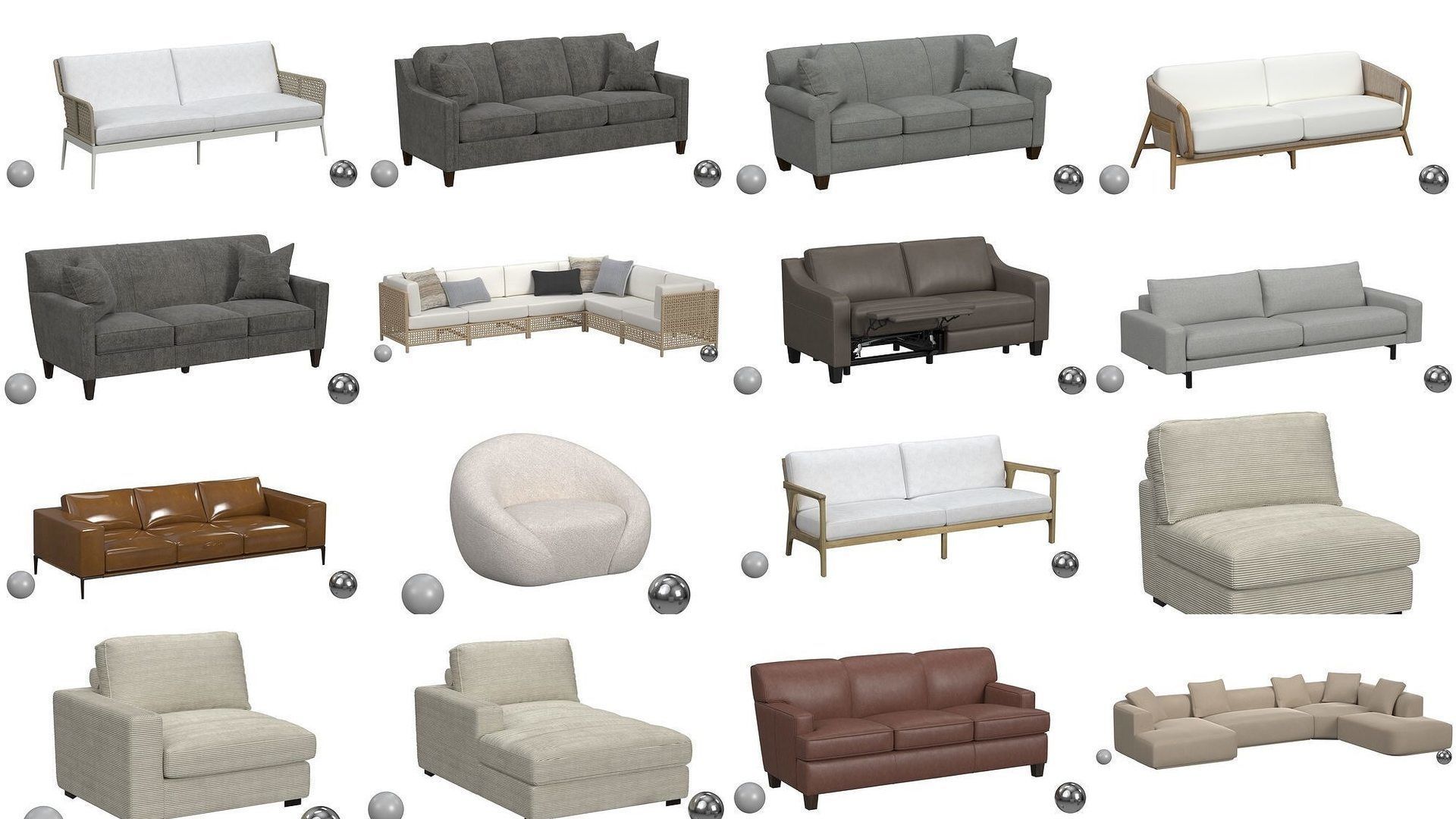 Ultimate Sofa Collection - 256 Model - High and Low Poly _13