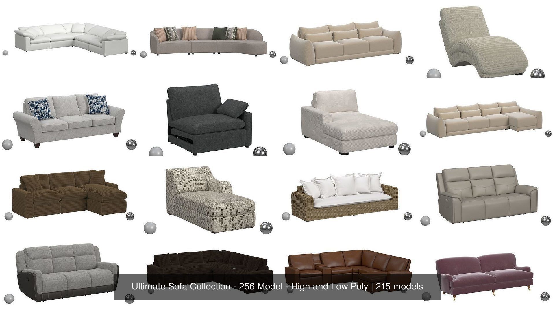 Ultimate Sofa Collection - 256 Model - High and Low Poly _22