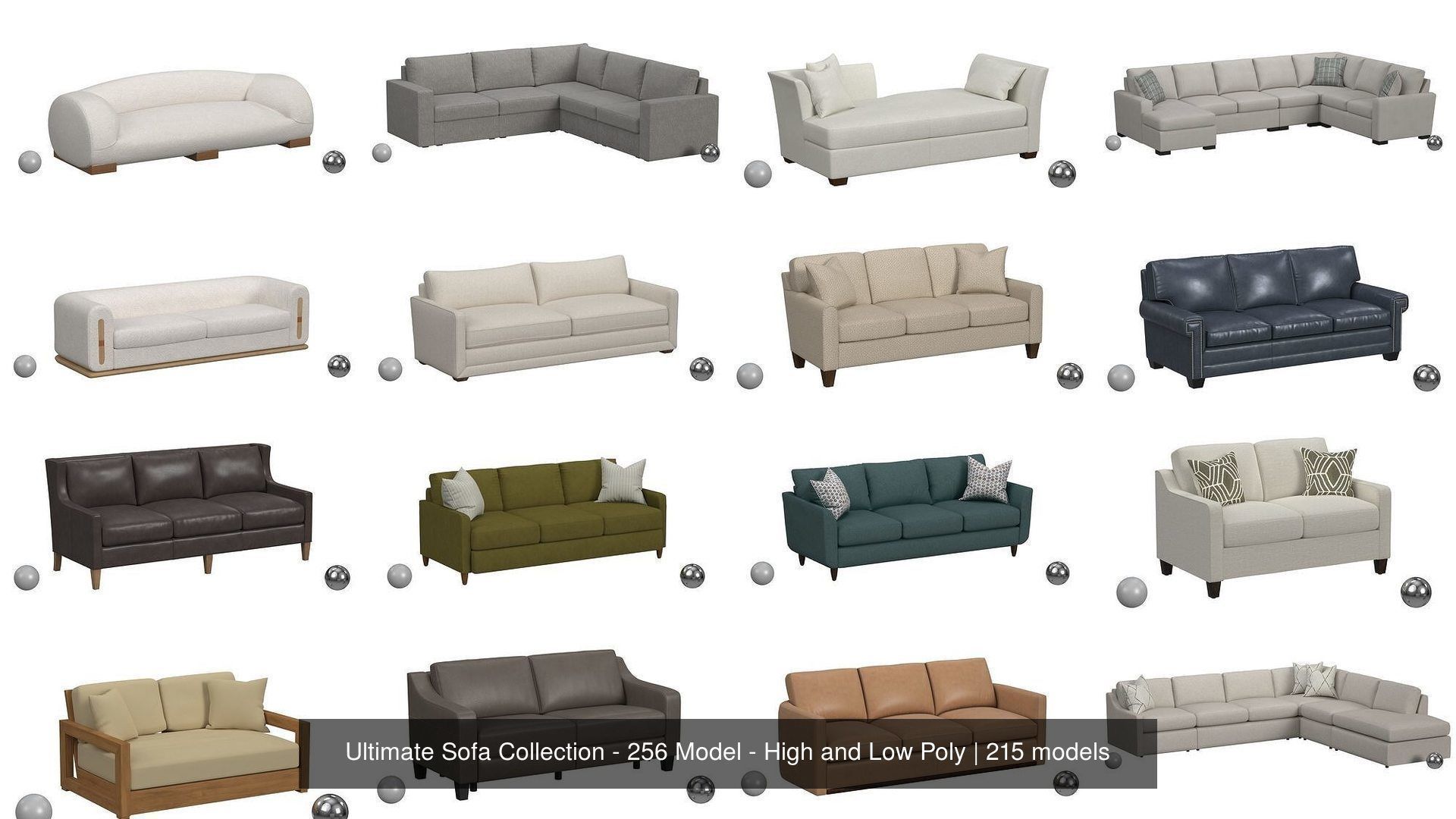Ultimate Sofa Collection - 256 Model - High and Low Poly _7