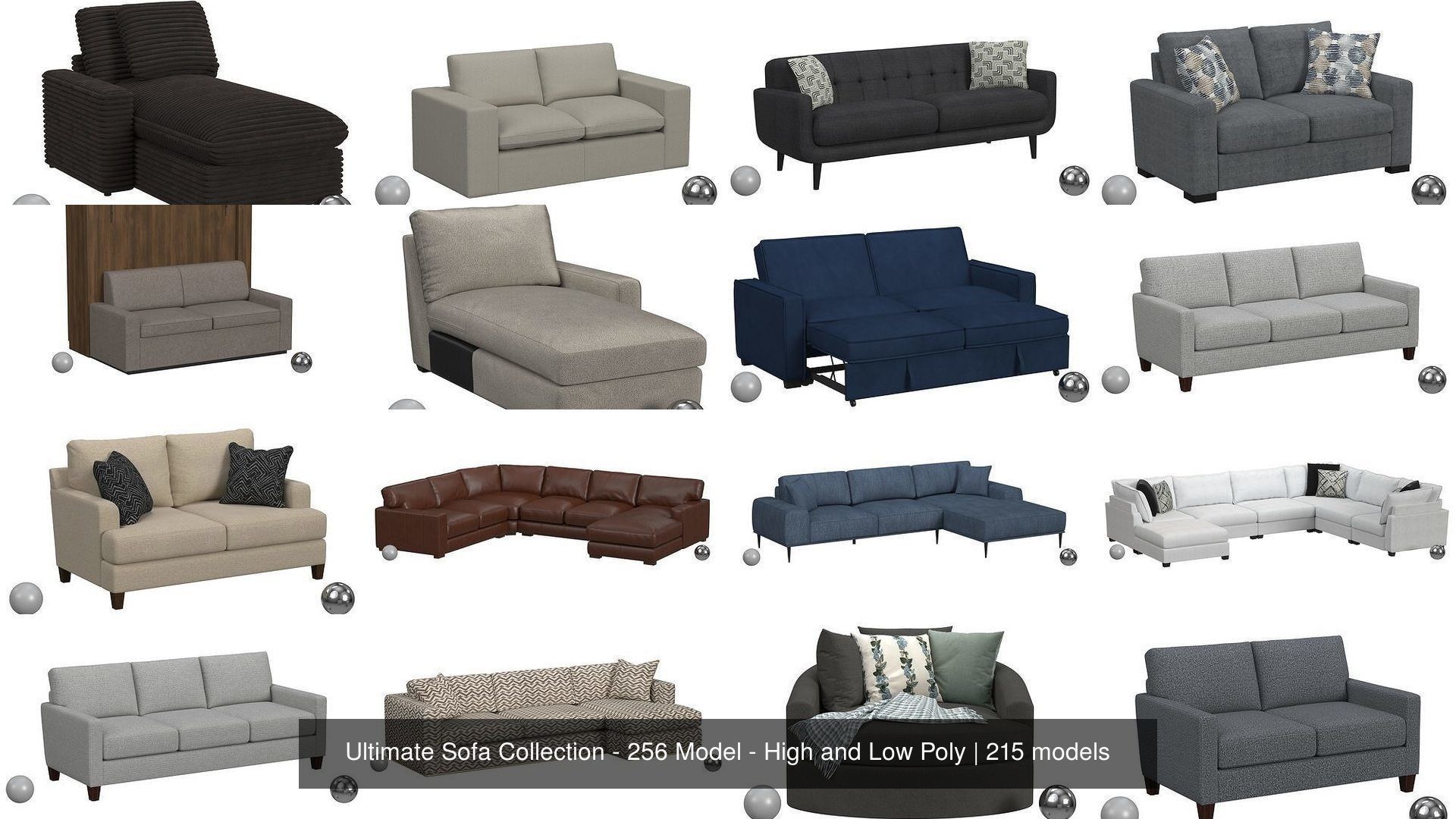 Ultimate Sofa Collection - 256 Model - High and Low Poly _18
