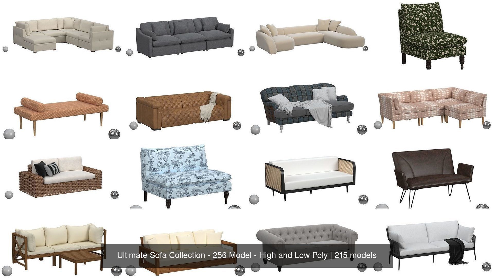 Ultimate Sofa Collection - 256 Model - High and Low Poly _24