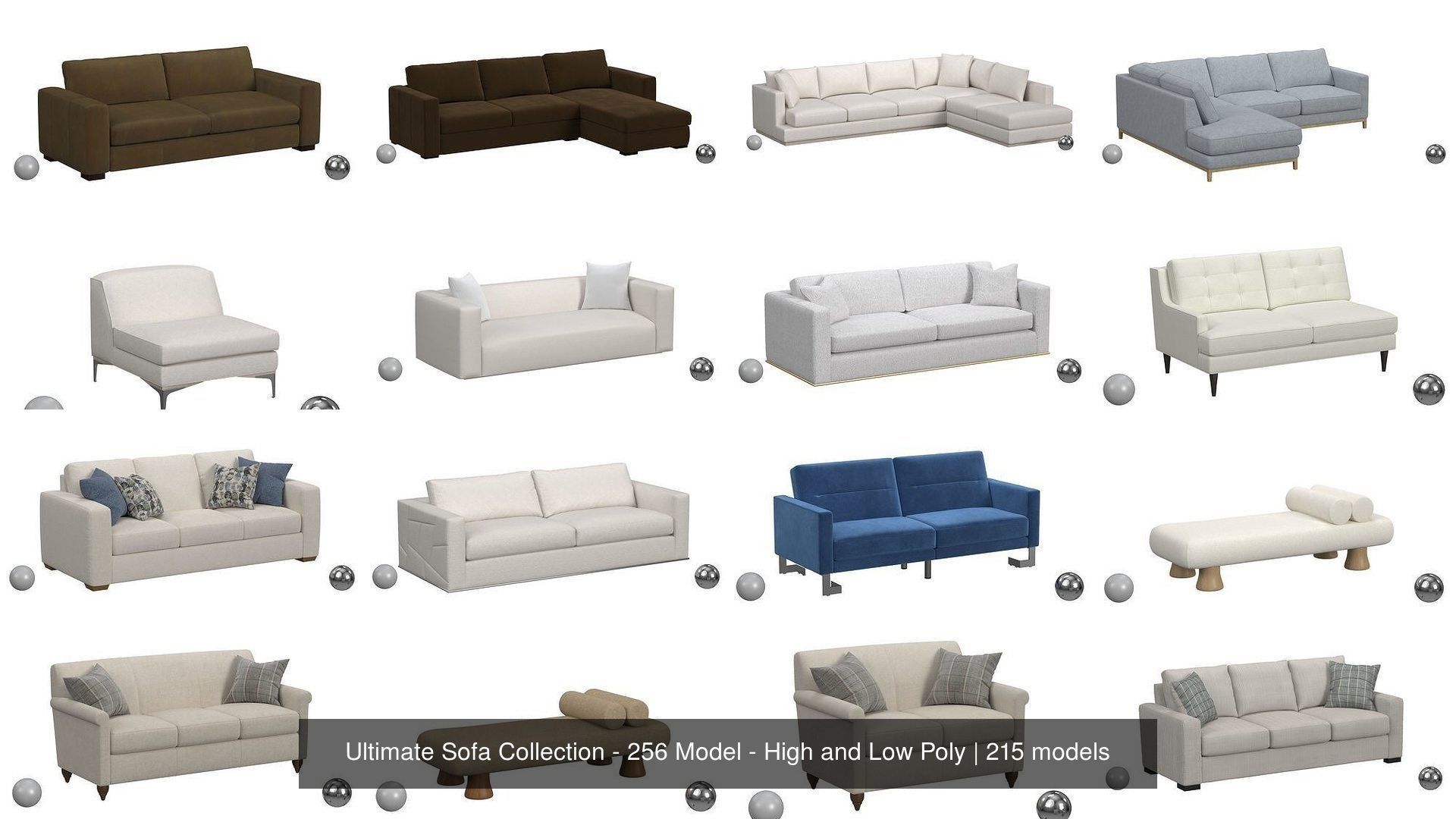 Ultimate Sofa Collection - 256 Model - High and Low Poly _3