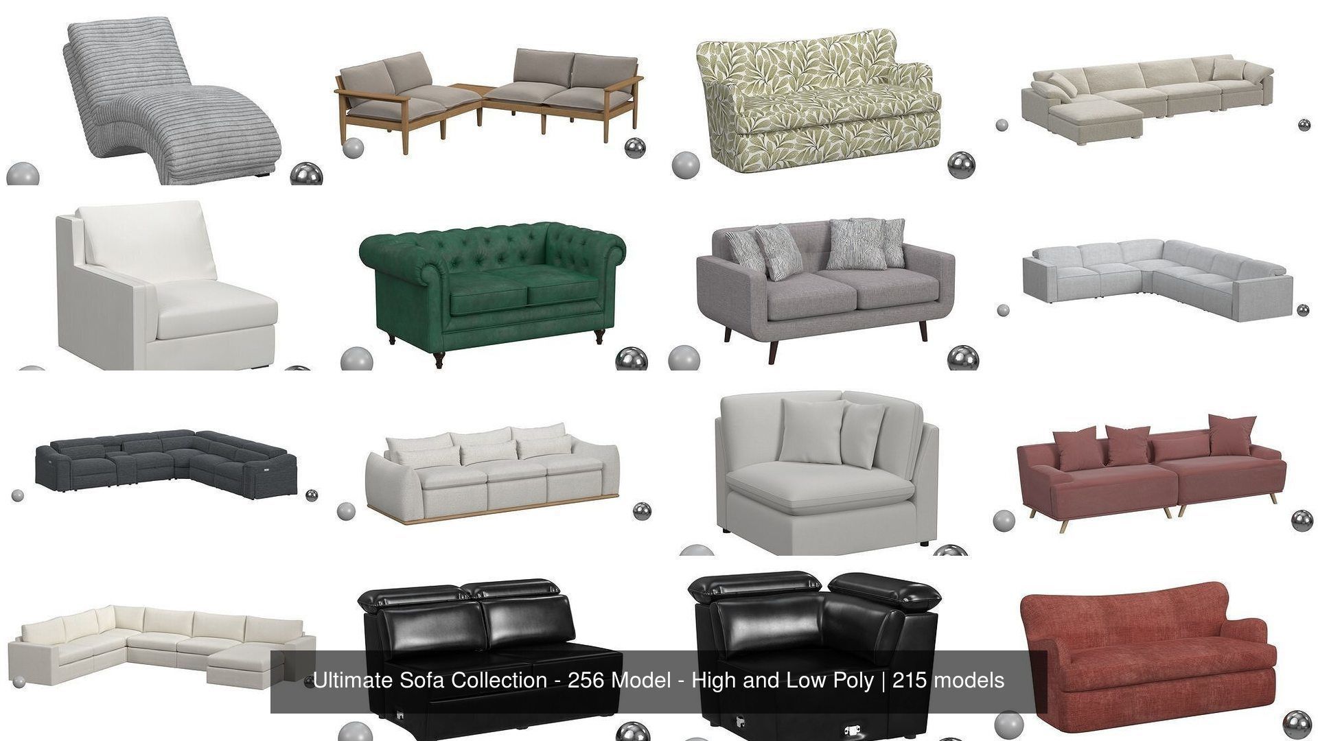 Ultimate Sofa Collection - 256 Model - High and Low Poly _20