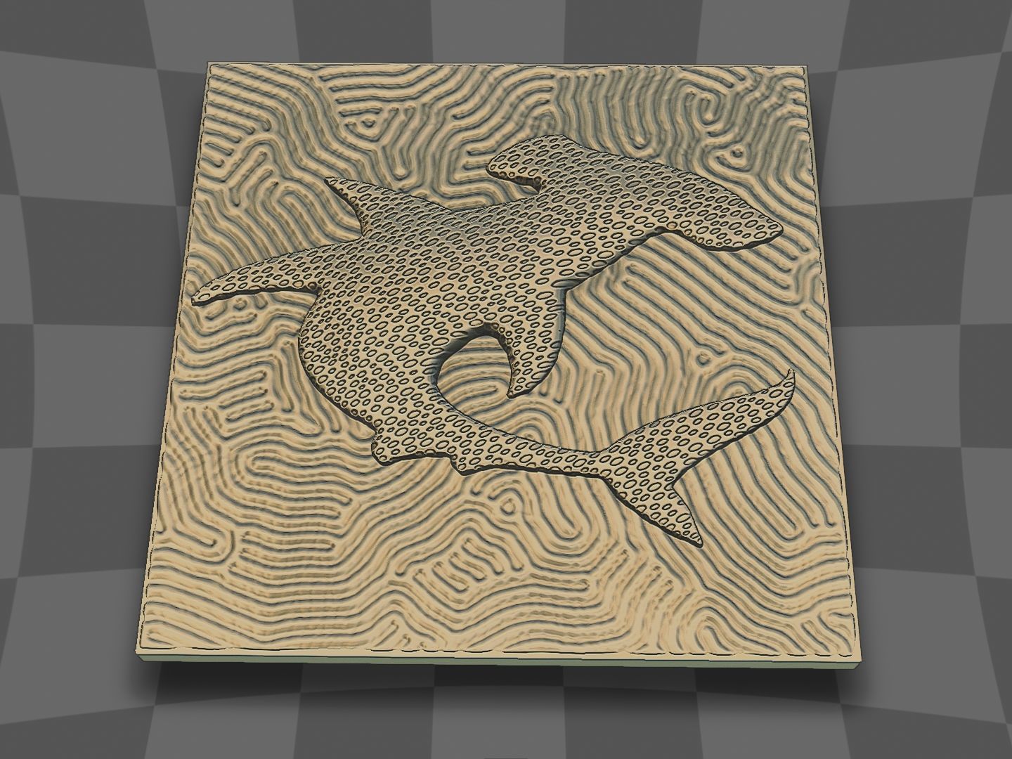 Hammerhead shark on the coral 3D print model_6