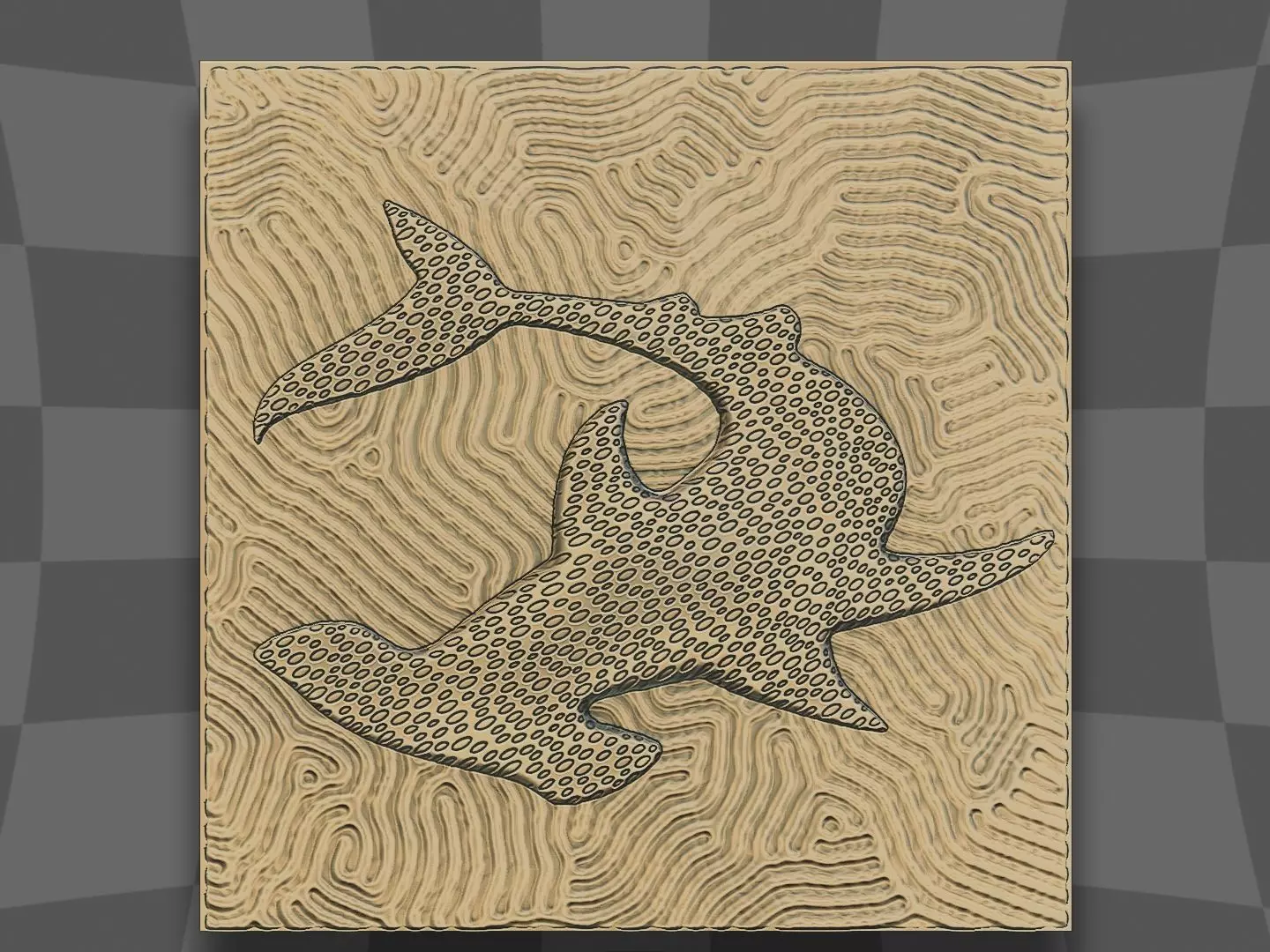 Hammerhead shark on the coral 3D print model_0