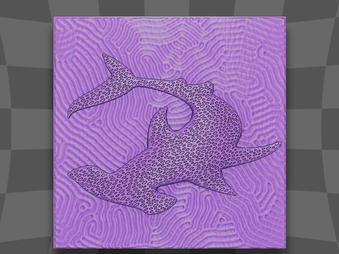 Hammerhead shark on the coral 3D print model_1