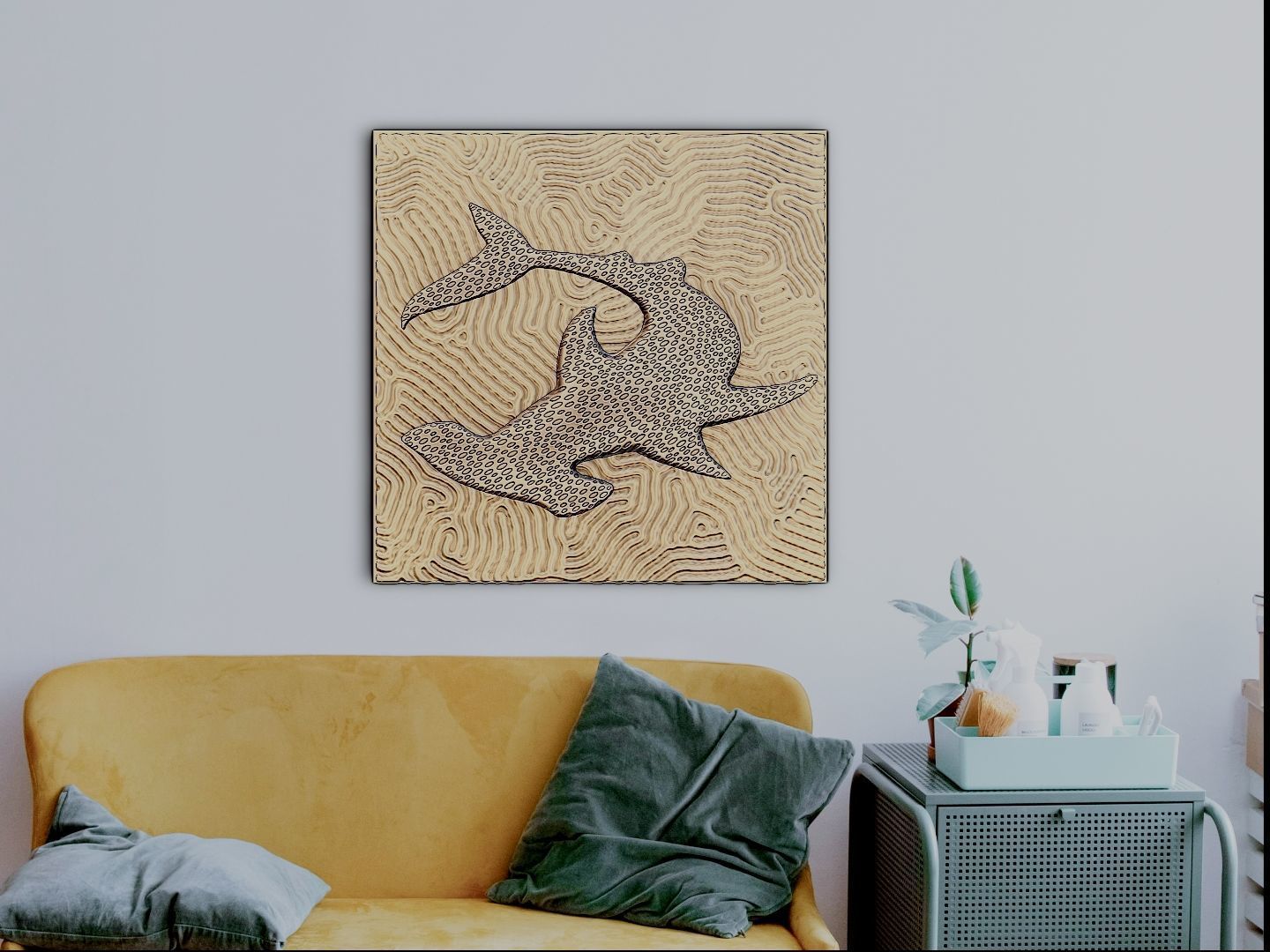 Hammerhead shark on the coral 3D print model_2