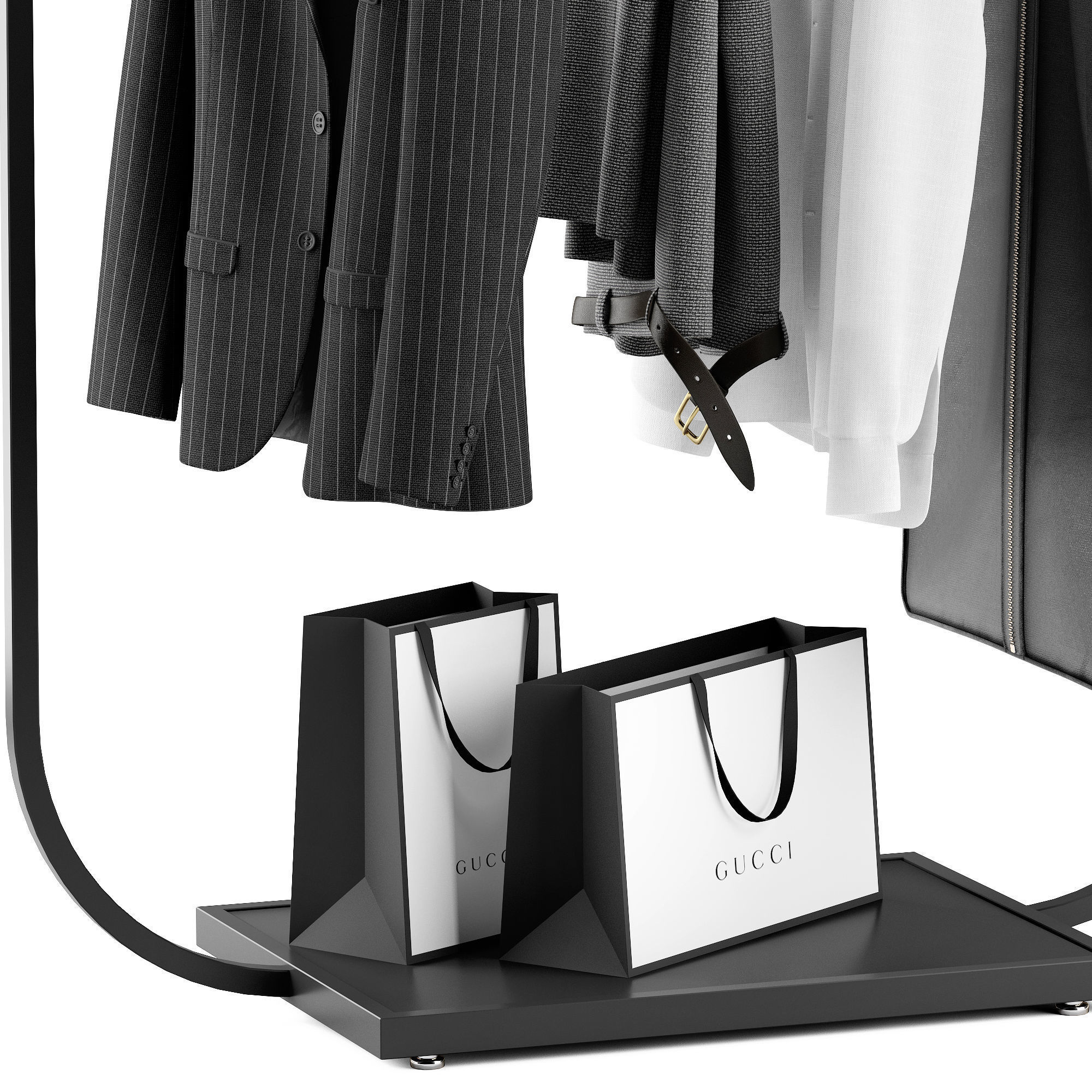 Rack with clothes 02 3D model_1