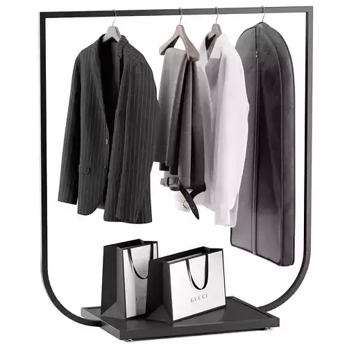 Rack with clothes 02 3D model