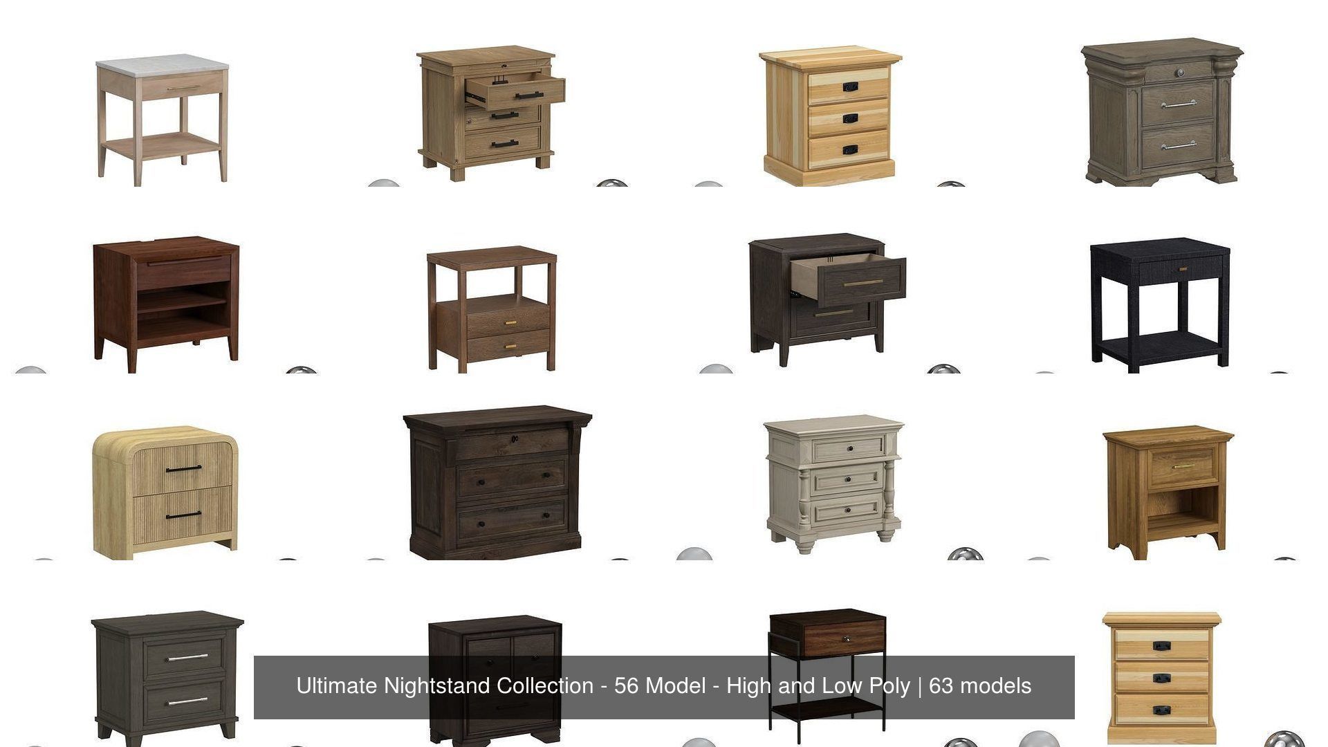 Ultimate Nightstand Collection - 56 Model - High and Low Poly _8