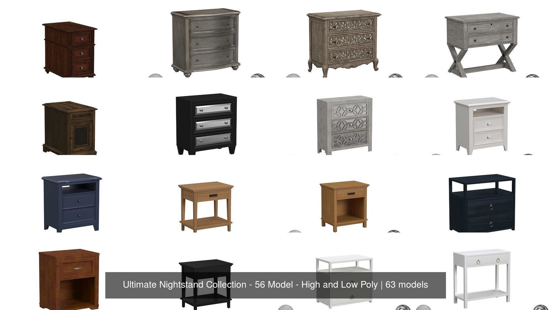 Ultimate Nightstand Collection - 56 Model - High and Low Poly _2