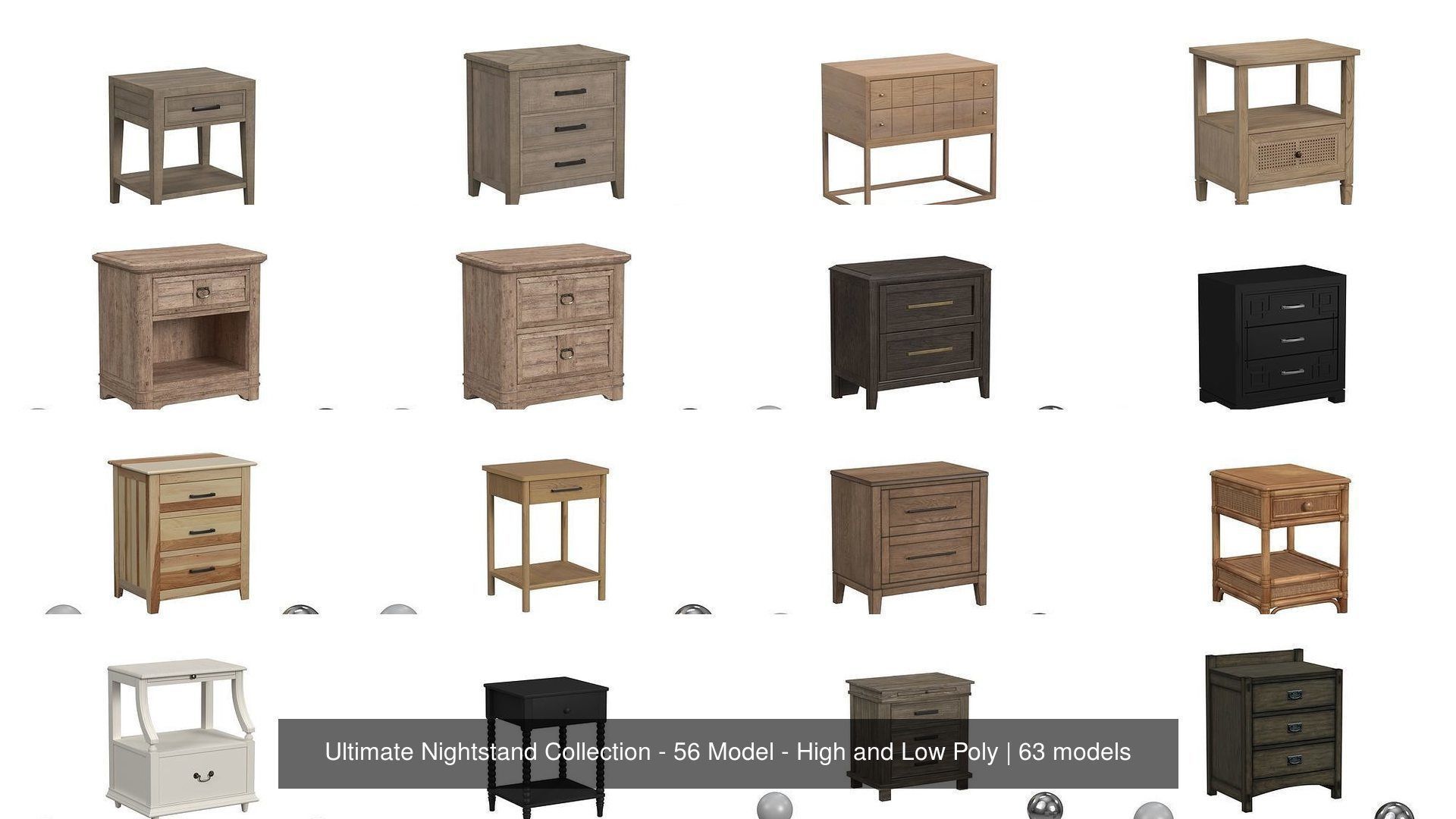 Ultimate Nightstand Collection - 56 Model - High and Low Poly _6