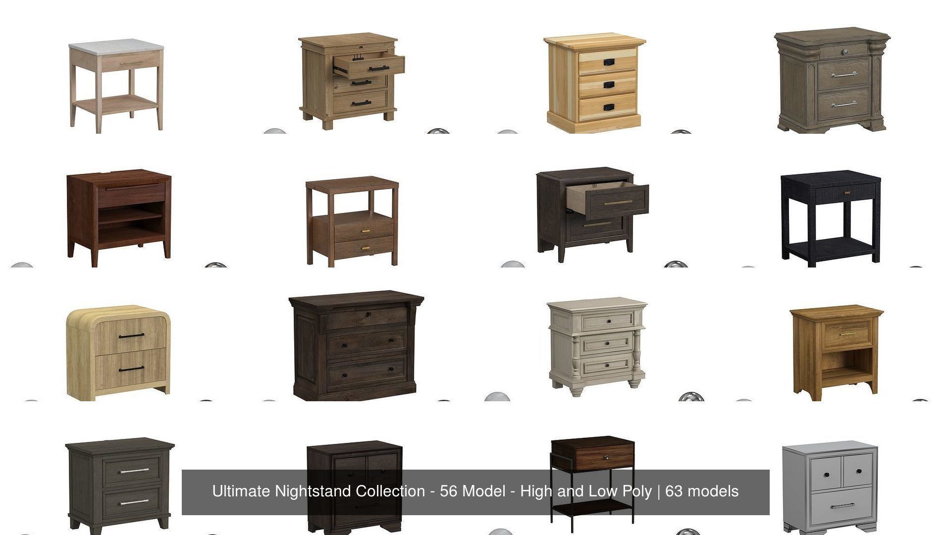 Ultimate Nightstand Collection - 56 Model - High and Low Poly _9
