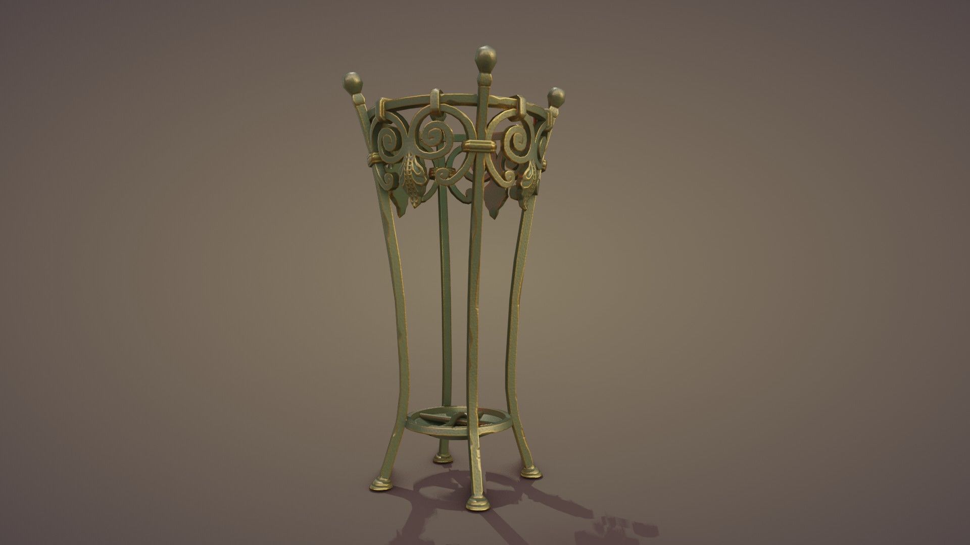 Wrought Iron Plant Stand Low-poly 3D model_4