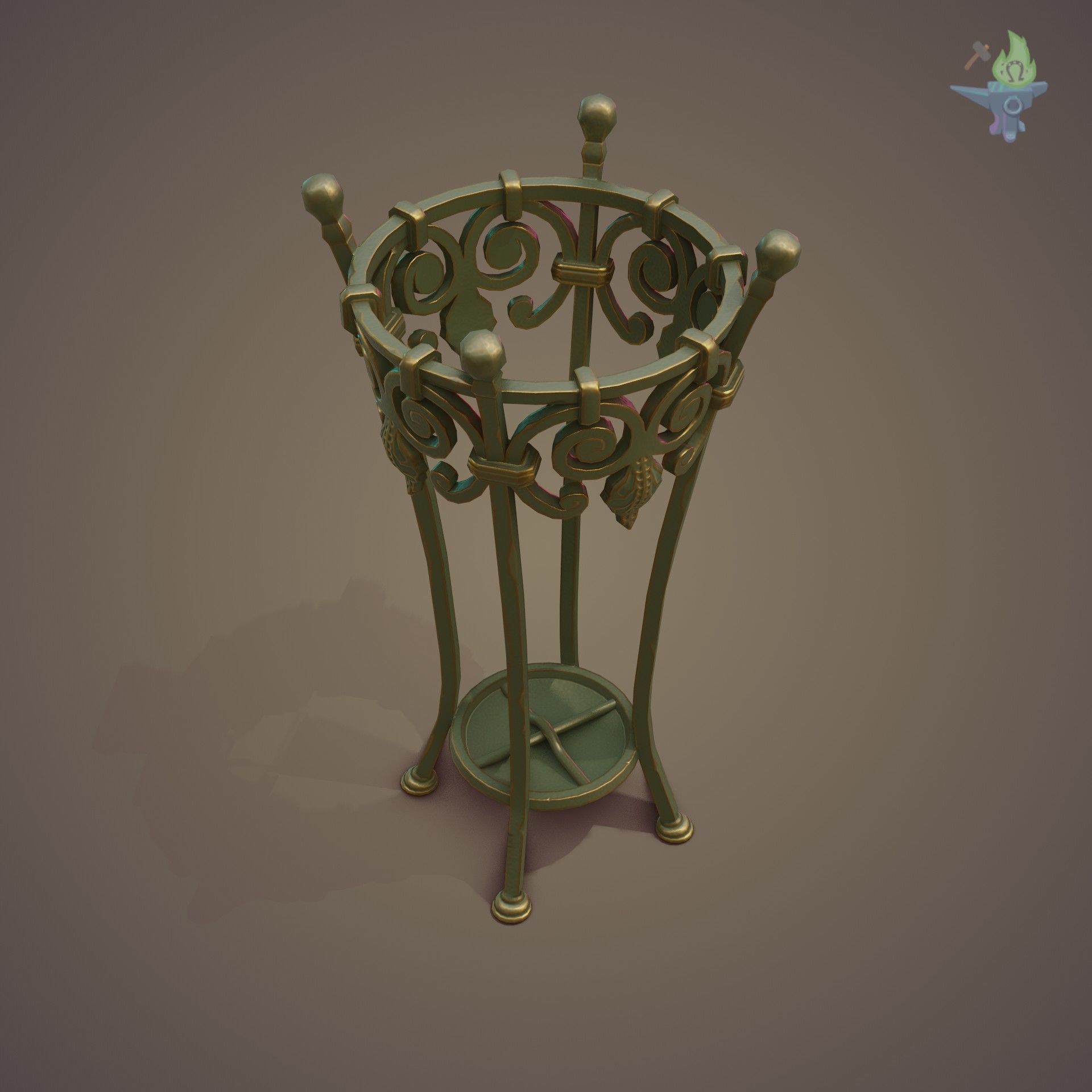 Wrought Iron Plant Stand Low-poly 3D model_23