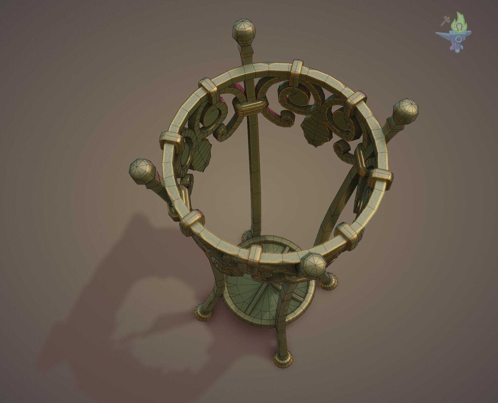 Wrought Iron Plant Stand Low-poly 3D model_15