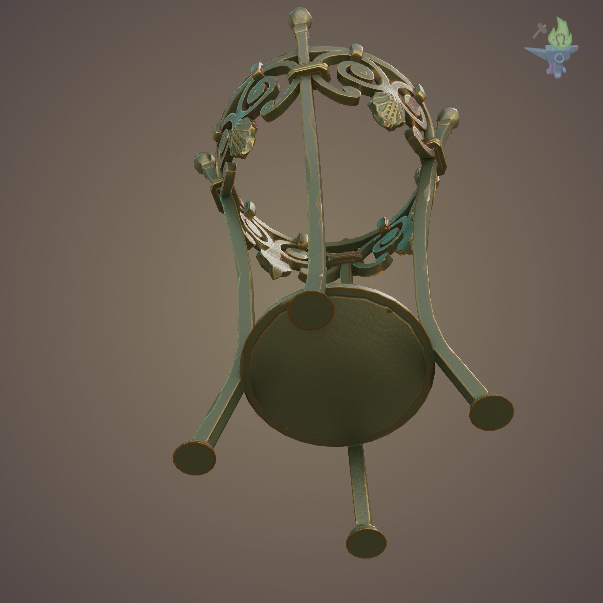 Wrought Iron Plant Stand Low-poly 3D model_16