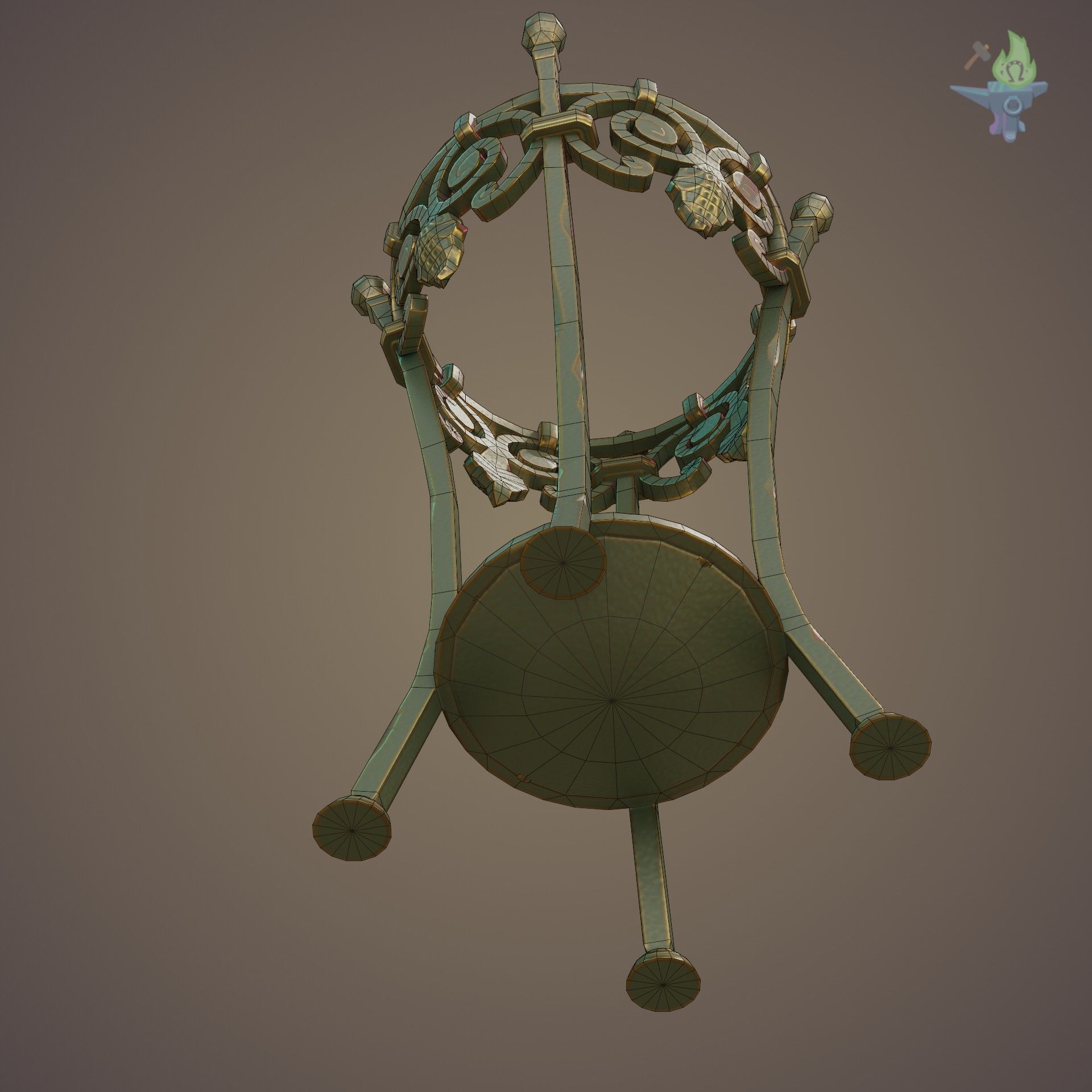 Wrought Iron Plant Stand Low-poly 3D model_17