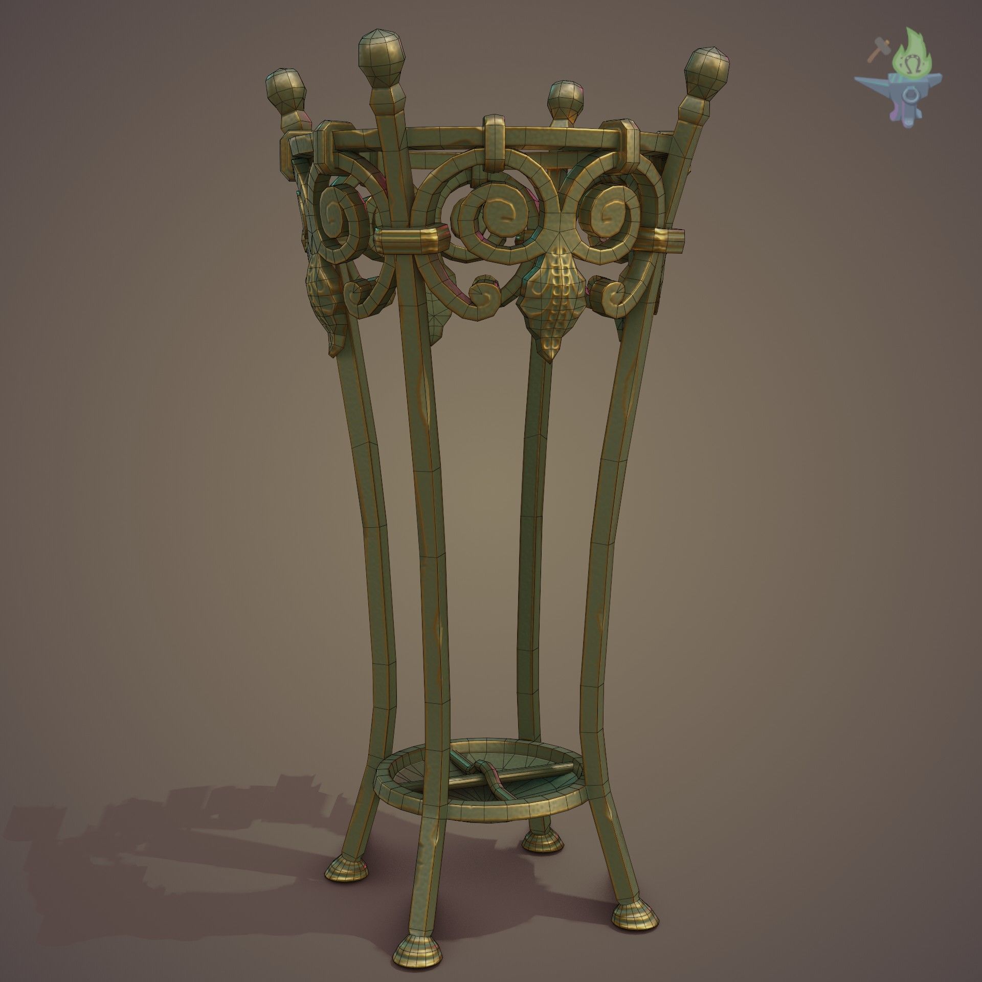 Wrought Iron Plant Stand Low-poly 3D model_19