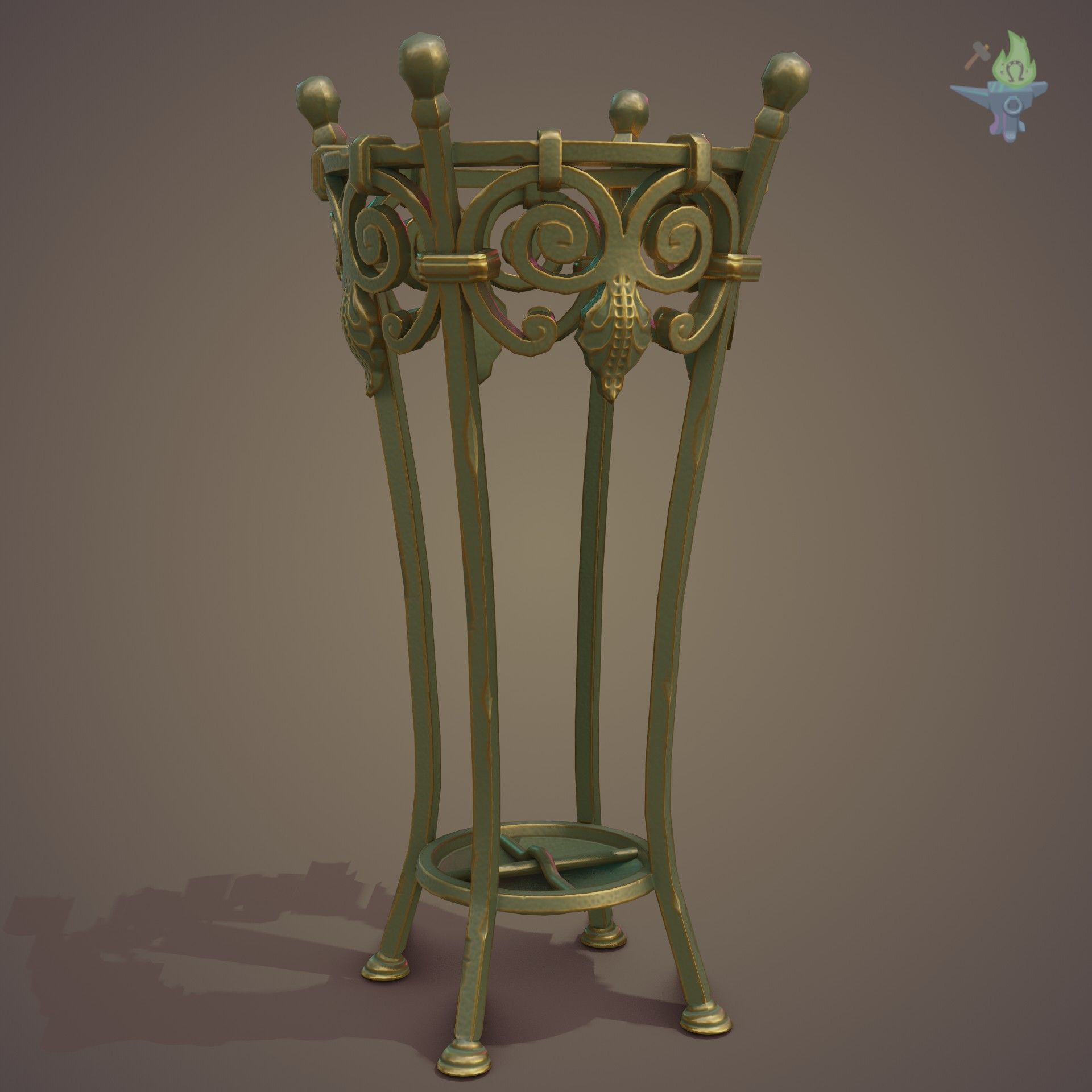 Wrought Iron Plant Stand Low-poly 3D model_18