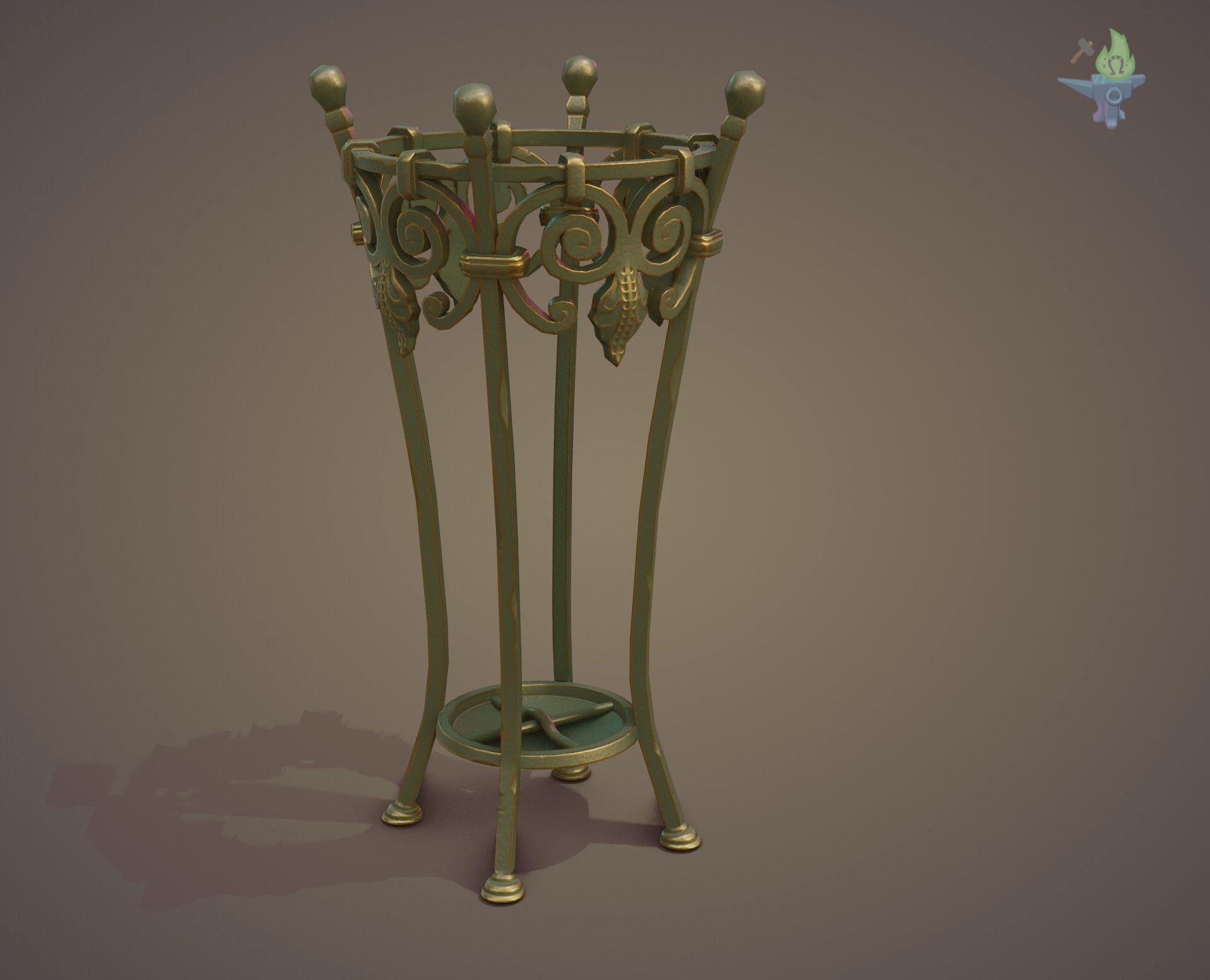 Wrought Iron Plant Stand Low-poly 3D model_25