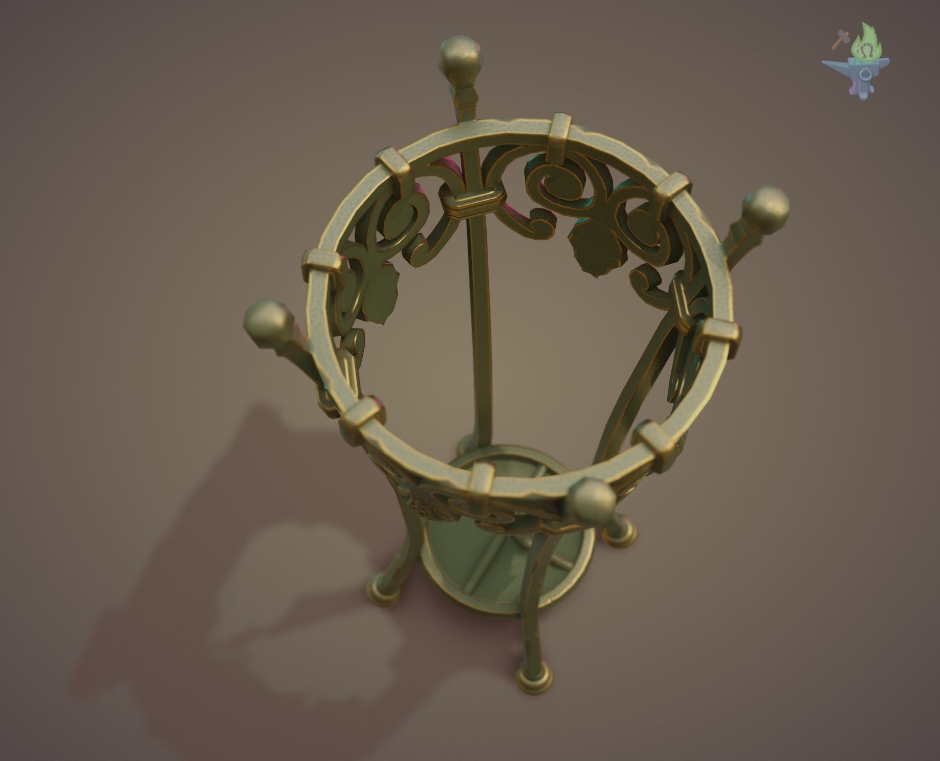 Wrought Iron Plant Stand Low-poly 3D model_14