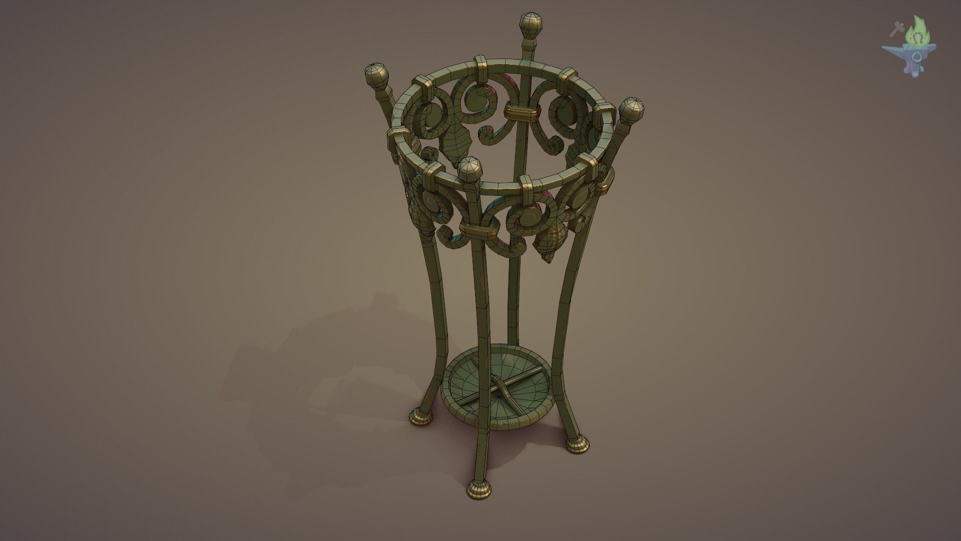 Wrought Iron Plant Stand Low-poly 3D model_7
