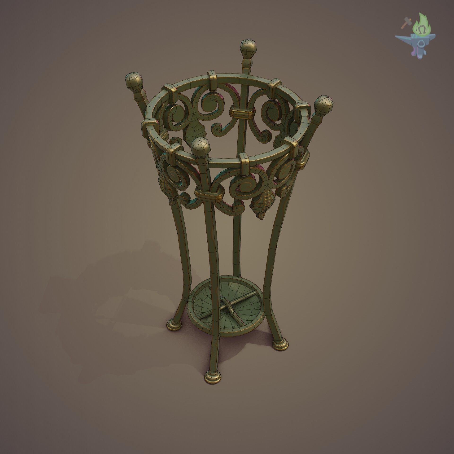 Wrought Iron Plant Stand Low-poly 3D model_22