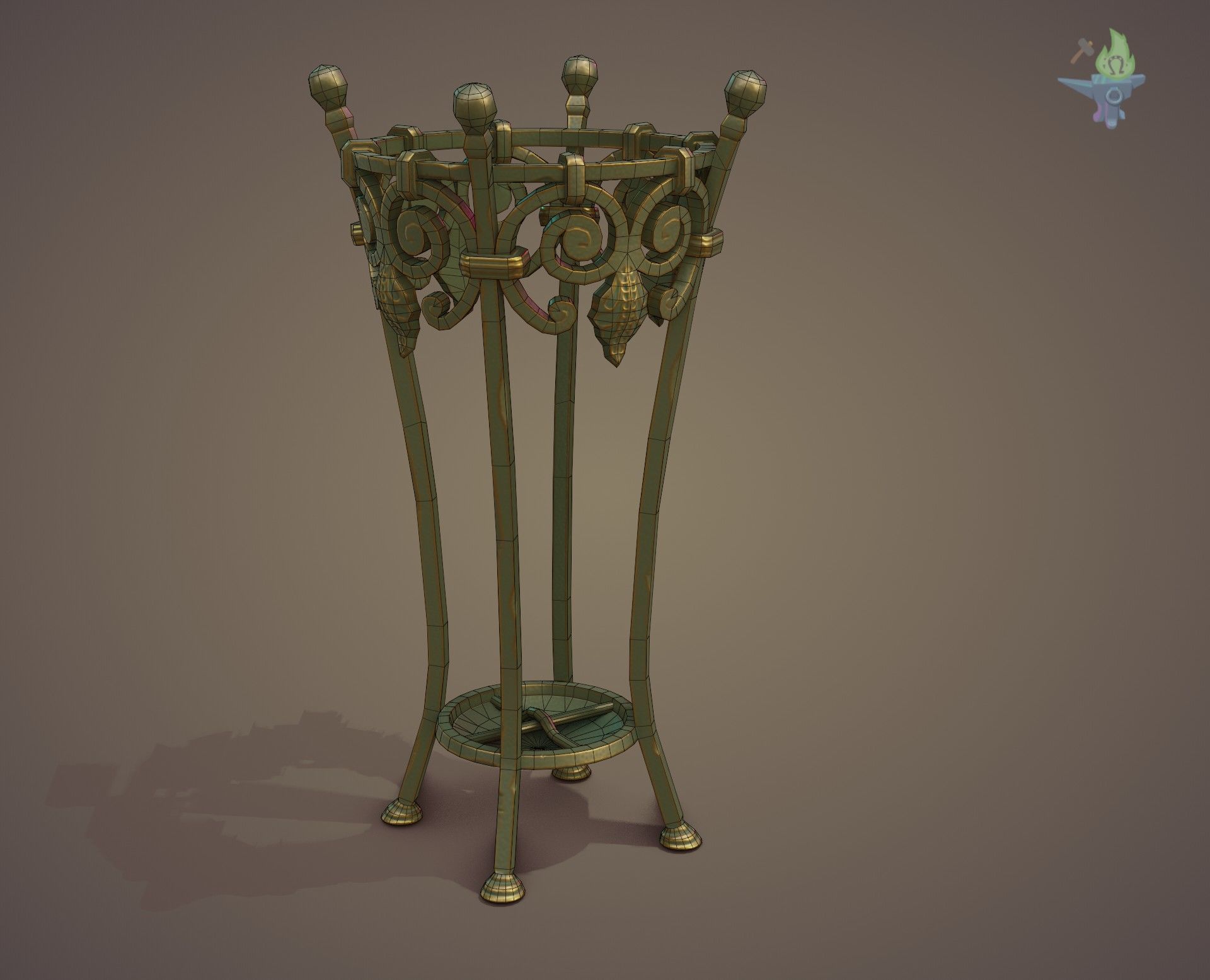 Wrought Iron Plant Stand Low-poly 3D model_24