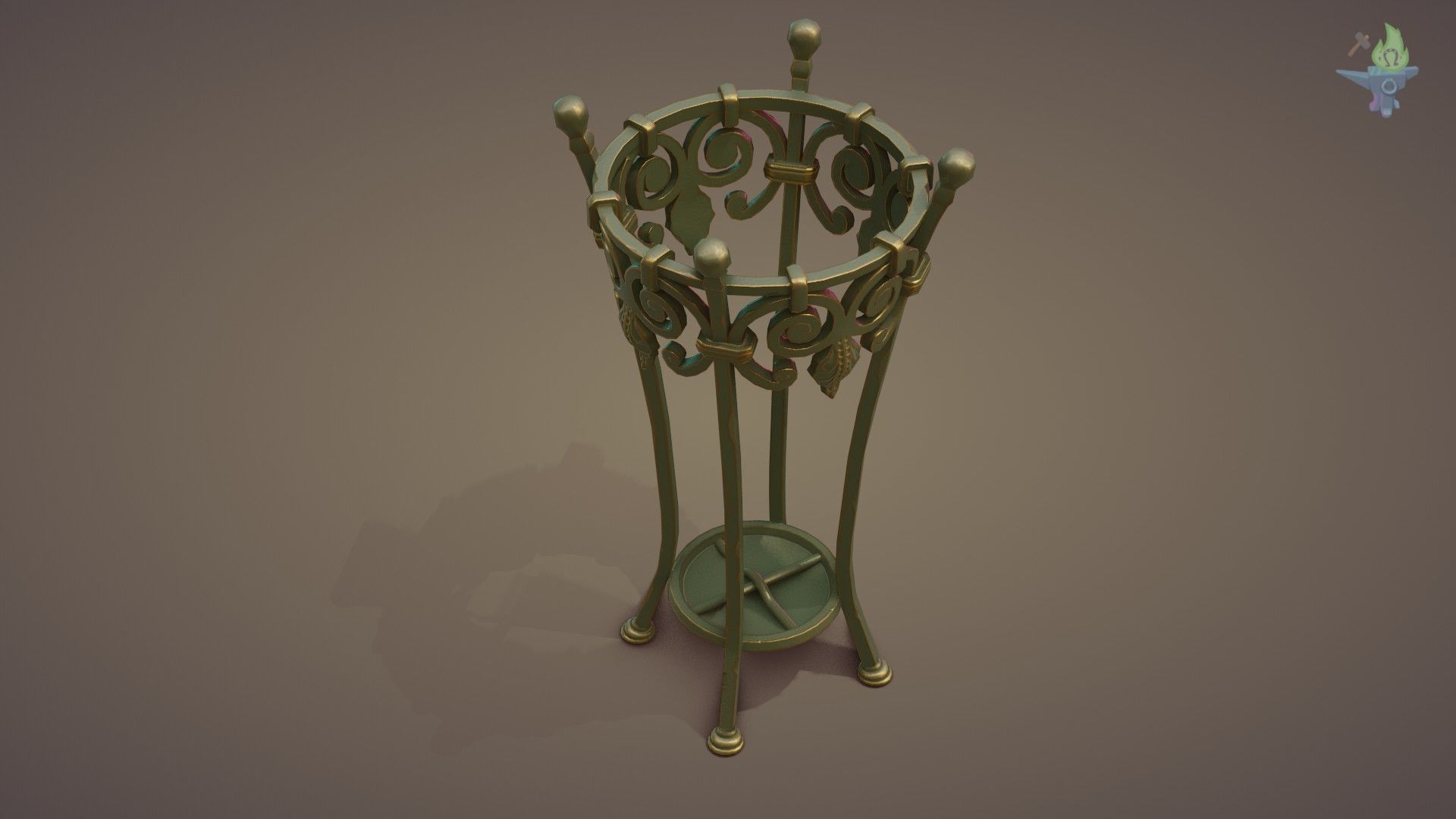 Wrought Iron Plant Stand Low-poly 3D model_6