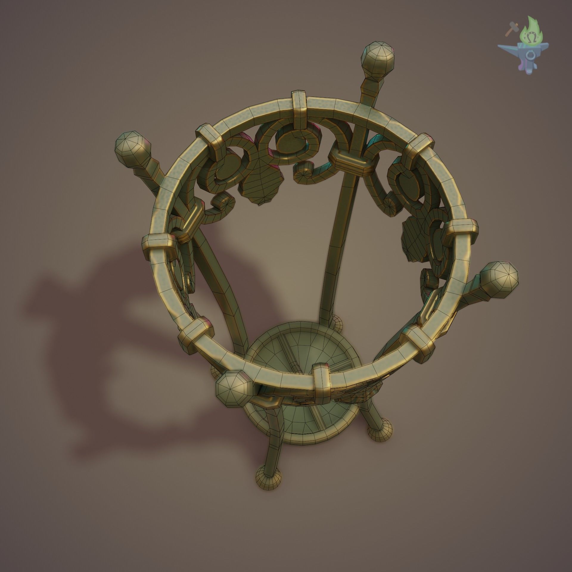 Wrought Iron Plant Stand Low-poly 3D model_9