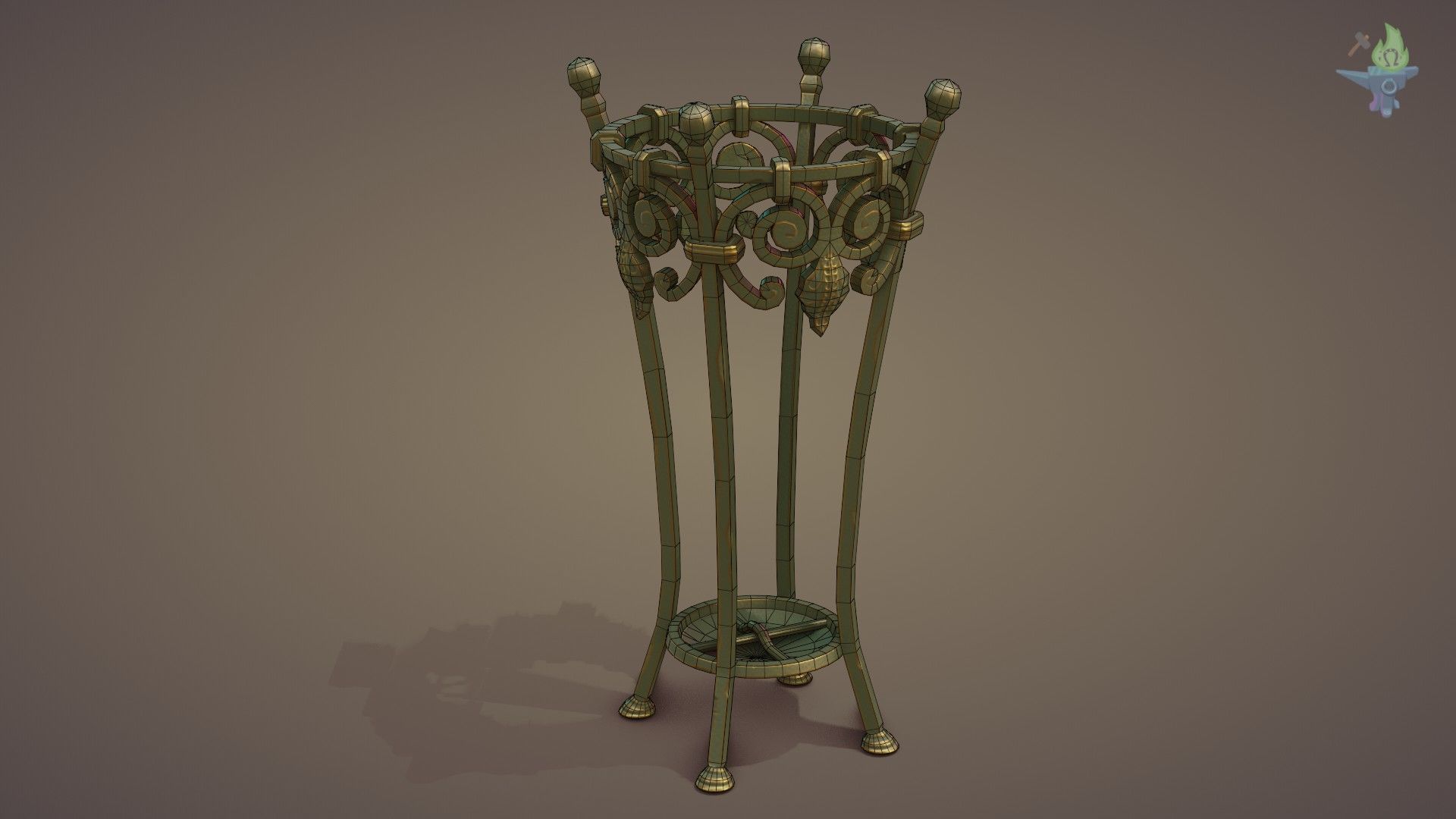 Wrought Iron Plant Stand Low-poly 3D model_1
