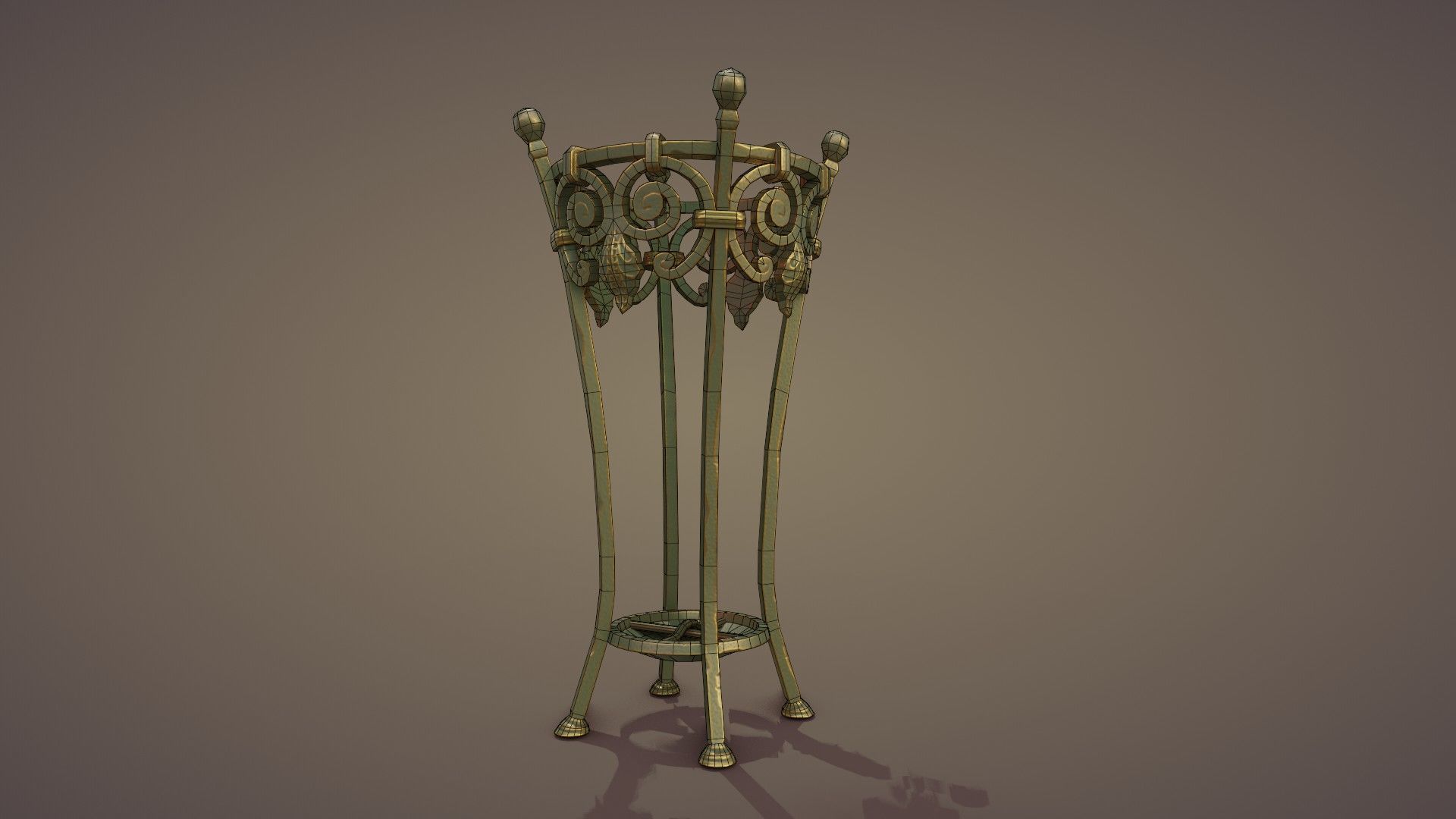 Wrought Iron Plant Stand Low-poly 3D model_5