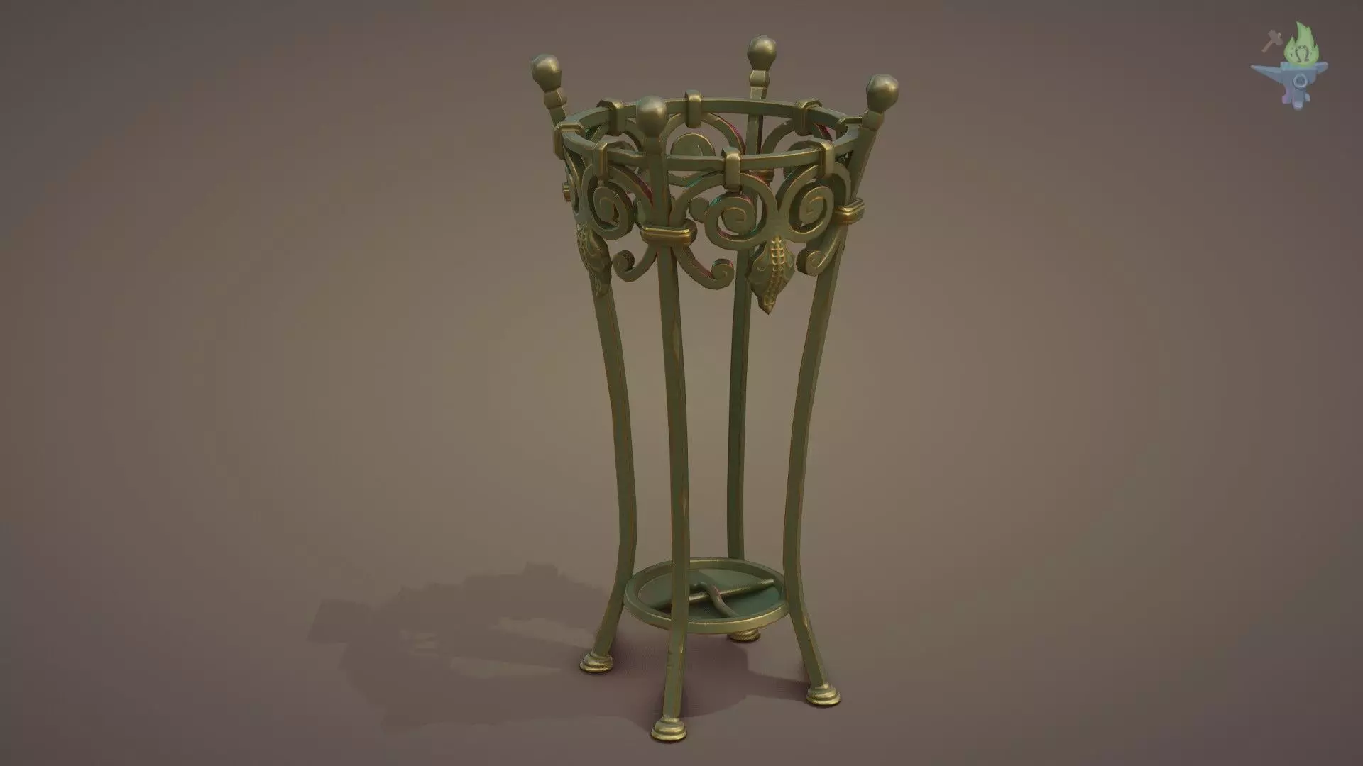 Wrought Iron Plant Stand Low-poly 3D model_0