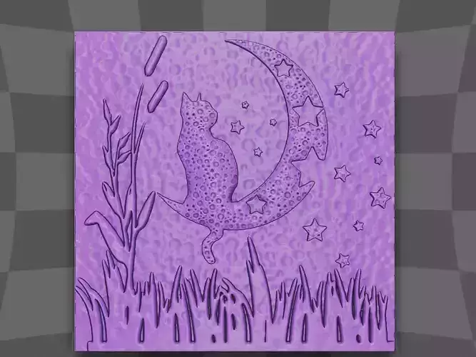 The Cat Moon wizard in the grass field design