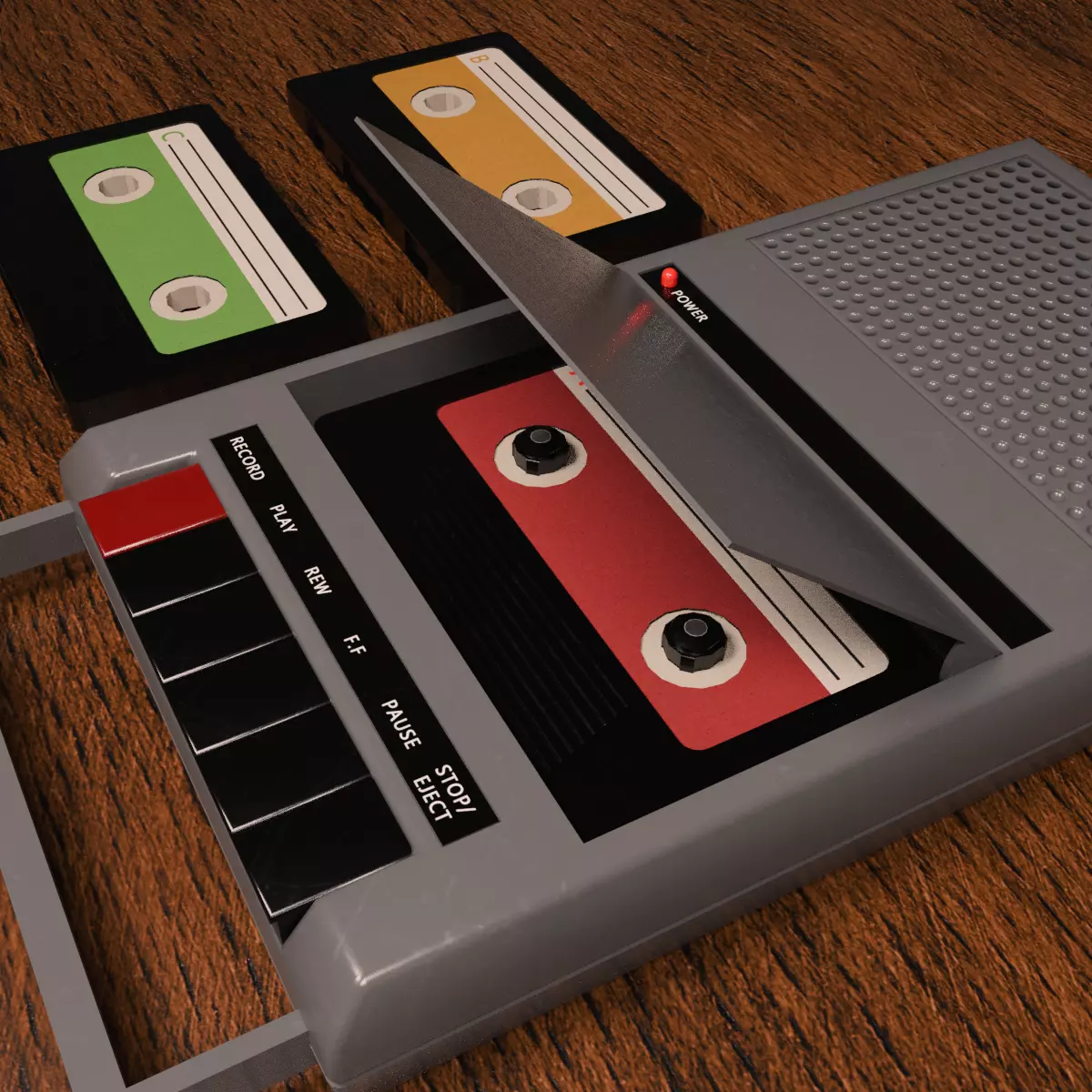 MidPoly Cassette Player Retro Audio Device Low-poly 3D model Free low-poly 3D model